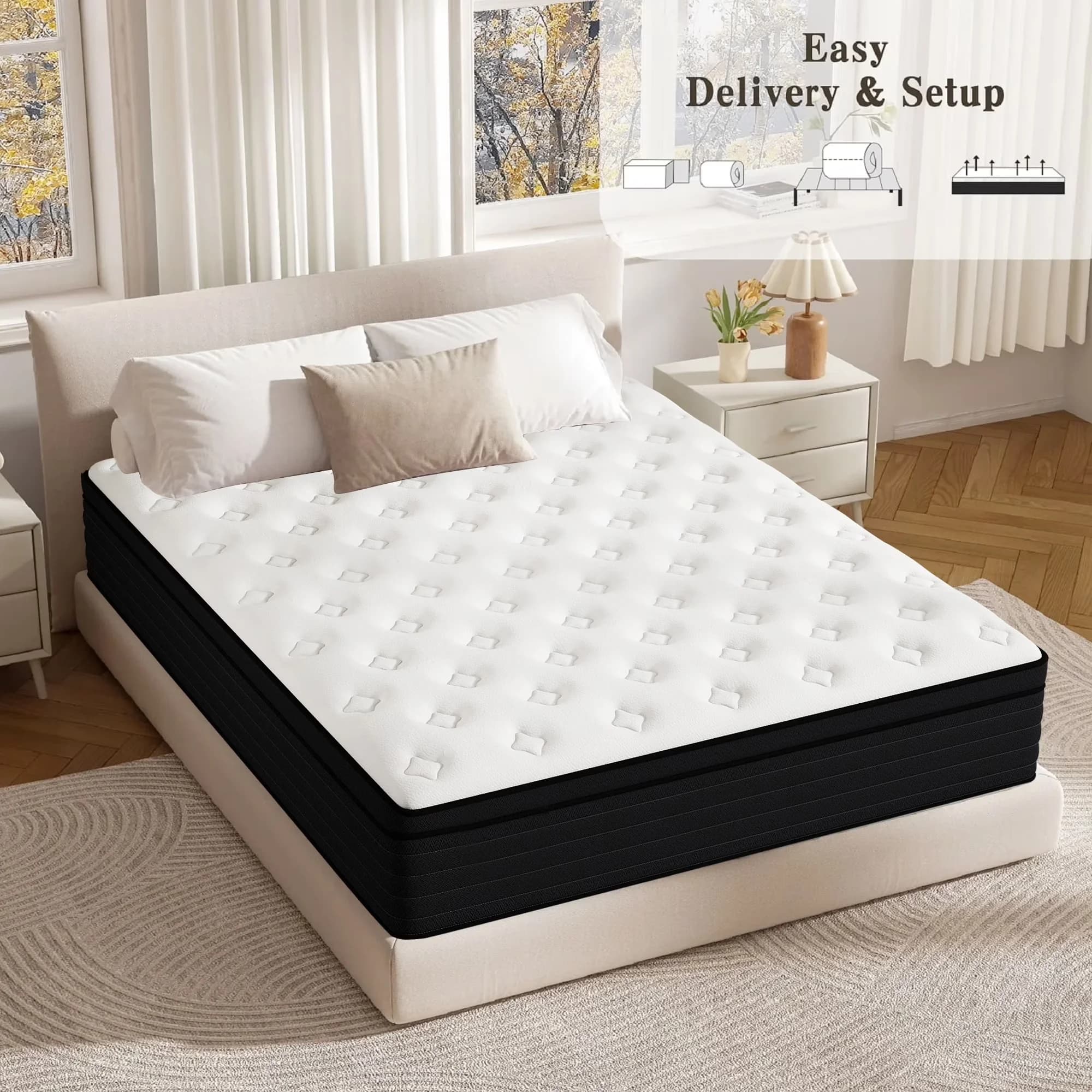 Mattresses Accessory Professional with Mattress-In-A-Box, 10 inch King Mattress - Gray Gel Memory Foam Model EE6DA7