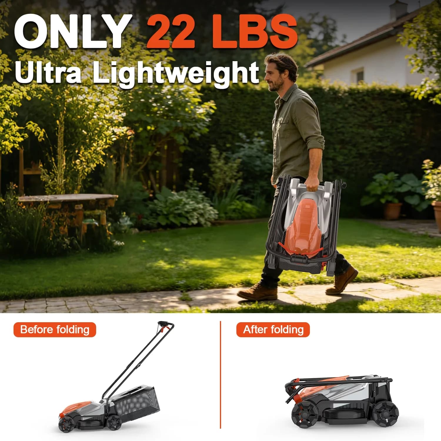Quality Push Mower with Adjustable Cutting Height, Walk-Behind Mowers - Black Model BD2F73