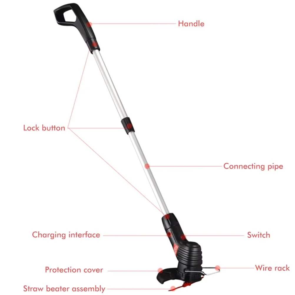 String Trimmer Premium with Battery, Rechargeable Grass Edger - Black for Garden Model EFB293