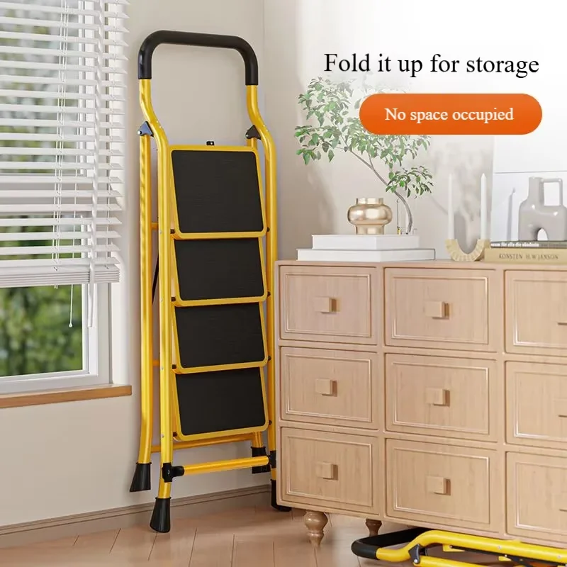 Reliable Ladders And Step Stool with Collapsible, 4 Ladder - Carbon Steel Yellow Model 15485F