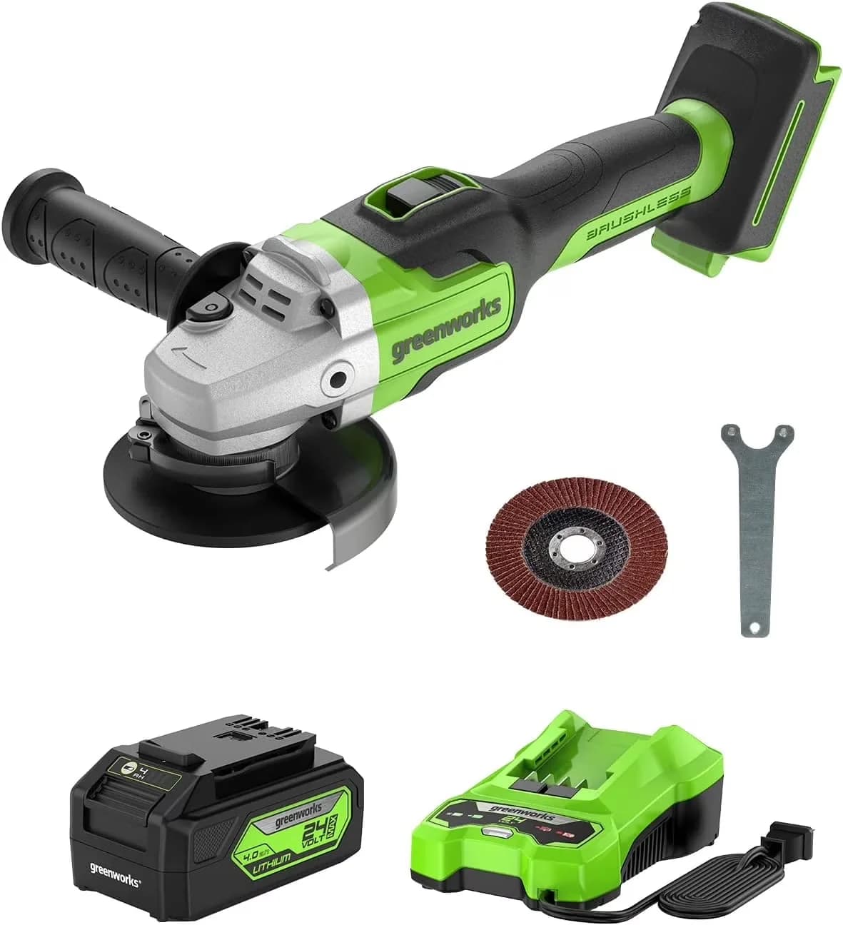 Woodworking Innovative with Battery, 24V, 24V Brushless Angle Grinder - Green Model 894DA0