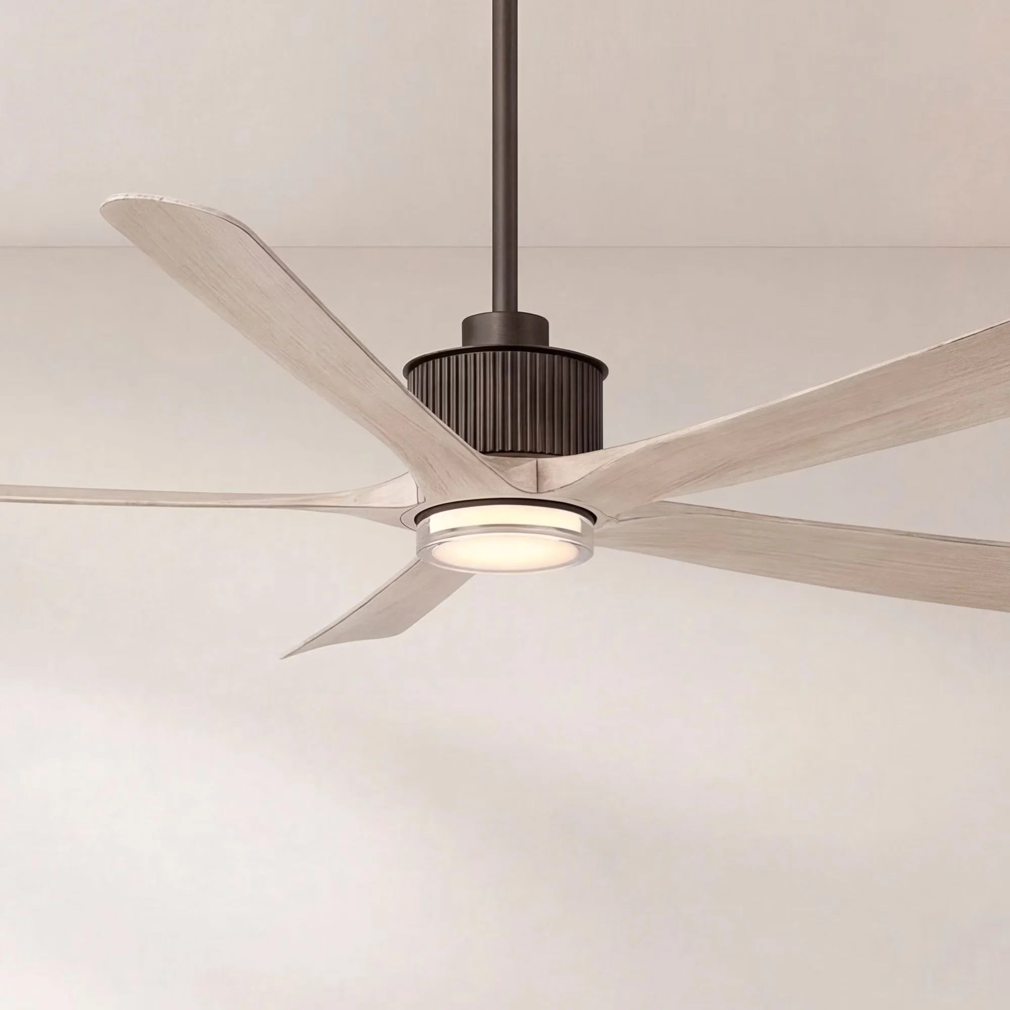 Ceiling Fan Essential with LED, Dimmable, Modern - White Glass Bronze for Everyday Use Model DFA793