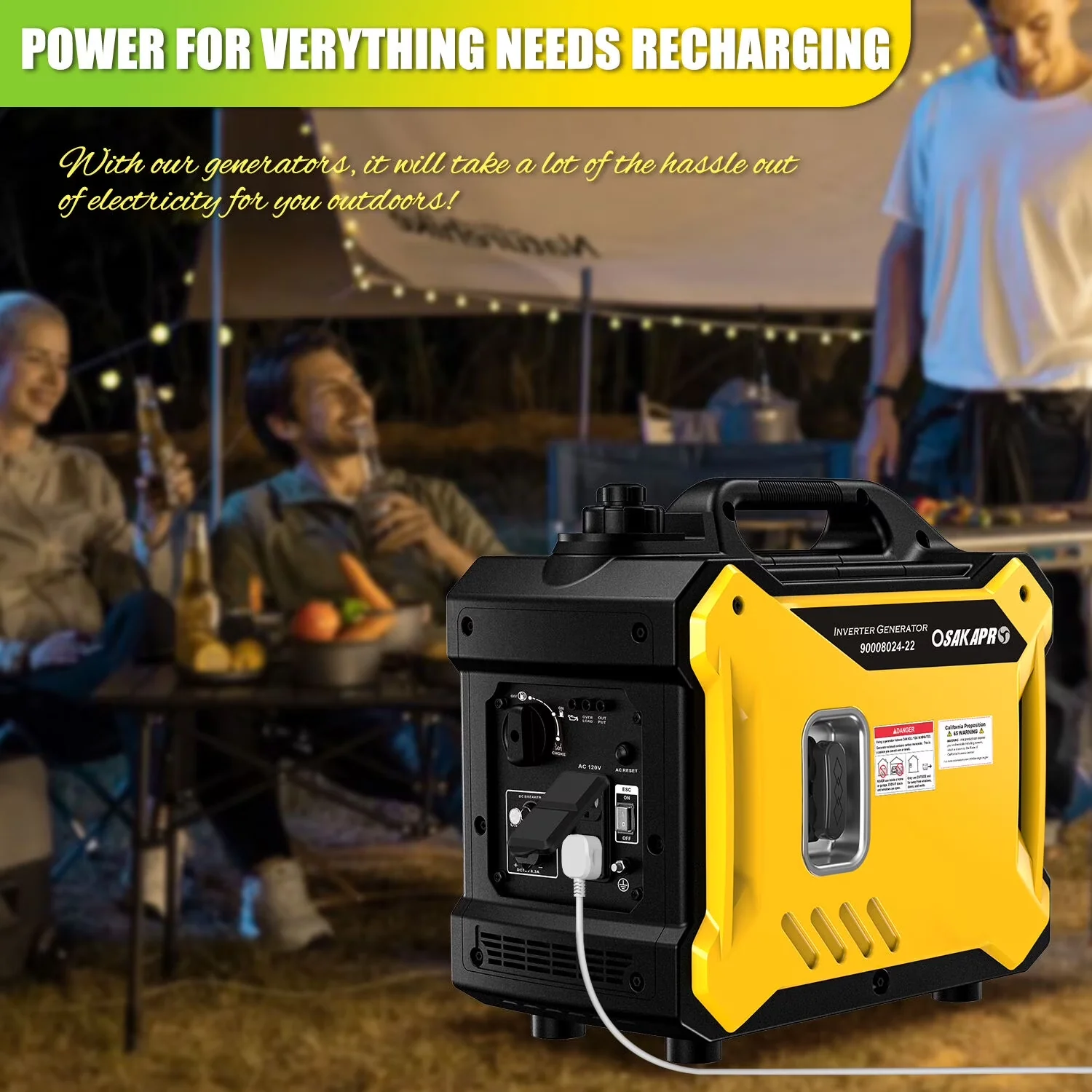Versatile Generator with 2000W, Overload Protection, 79.7cc ultra light EPA compliant - Model D8AA38