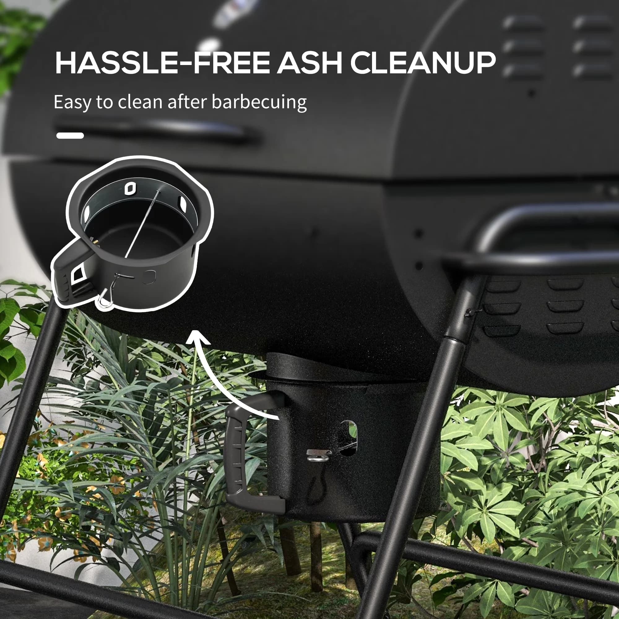 Compact Flat Top Grill with Black, Ash Catcher, Barrel Charcoal BBQ - Black Model 6EED33