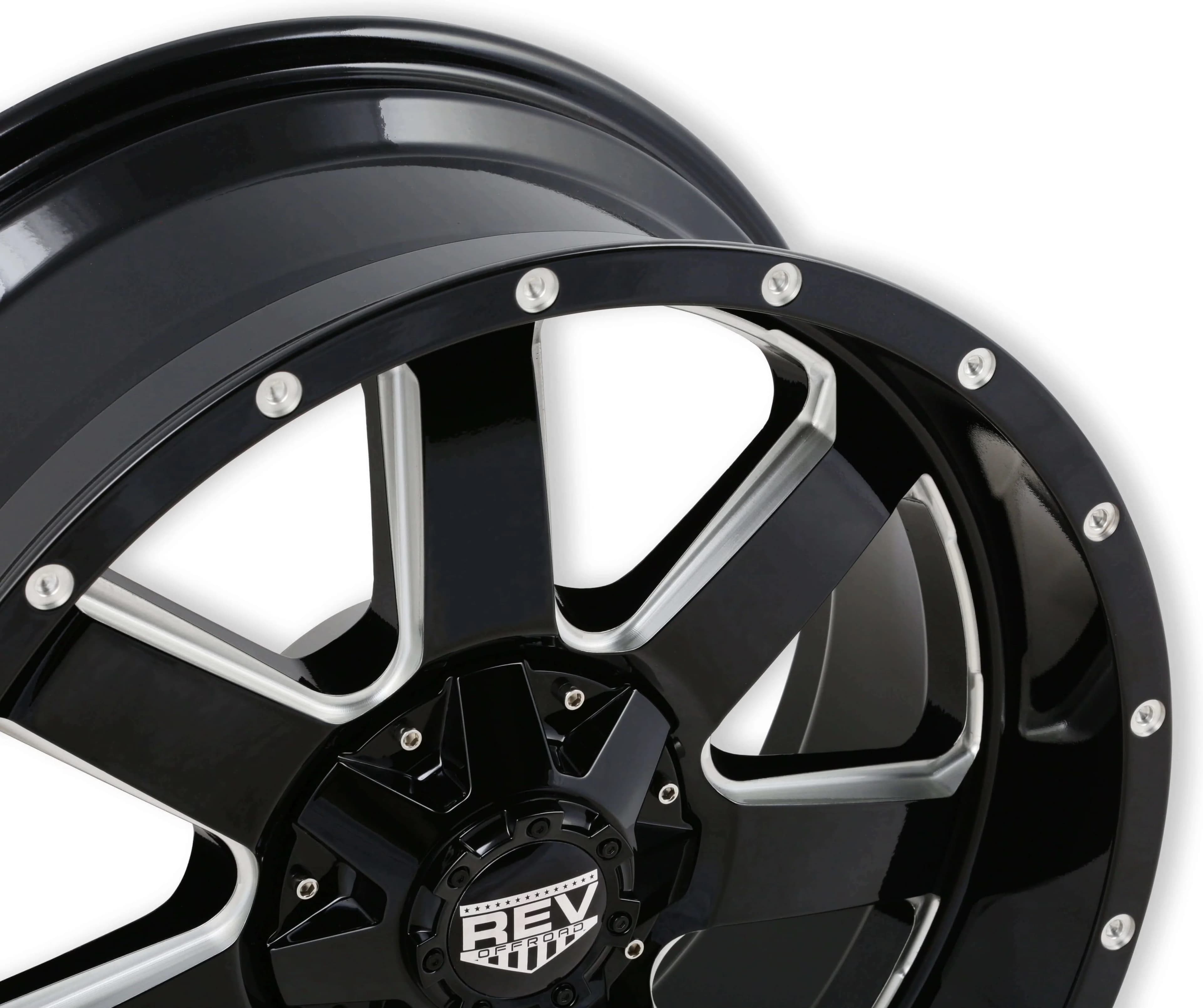 Wheels And Rim Reliable with 5x5/5x127 -Black/Machine Lip, 4.53 bs, Aggressive Off-Road Design - Aluminum Alloy Black And Machined Model 927240