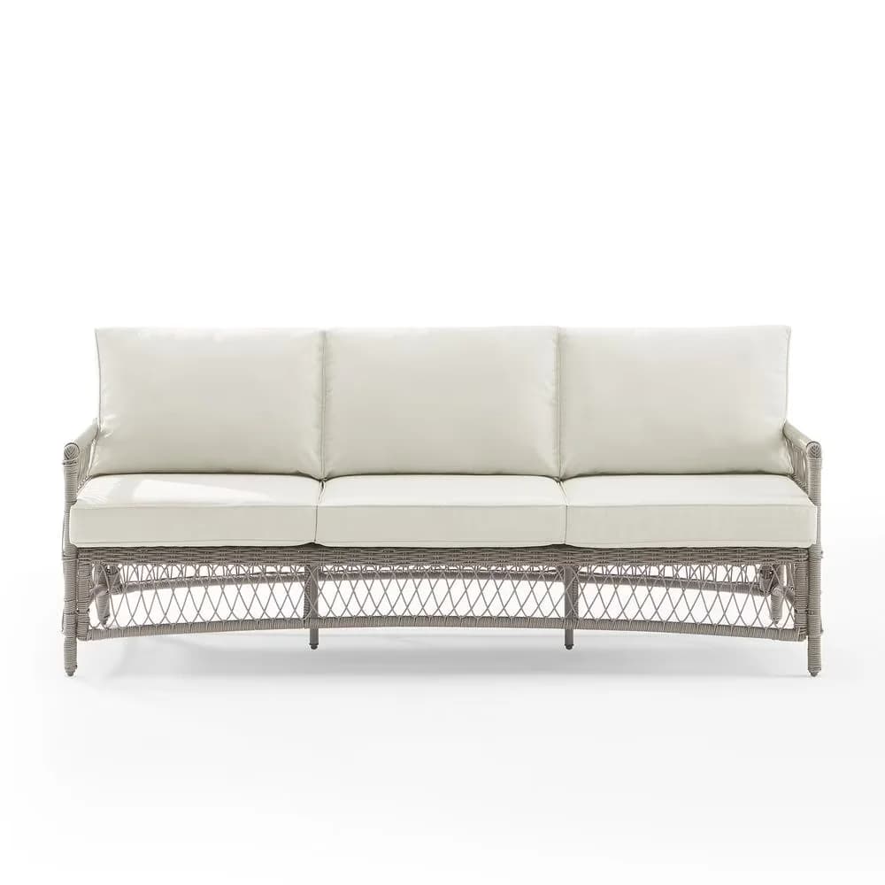 Compact Outdoor Sofas Sectional with Weather-Resistant, Creme outdoor cushion covers - Off-White Fabric Model BB5CA3