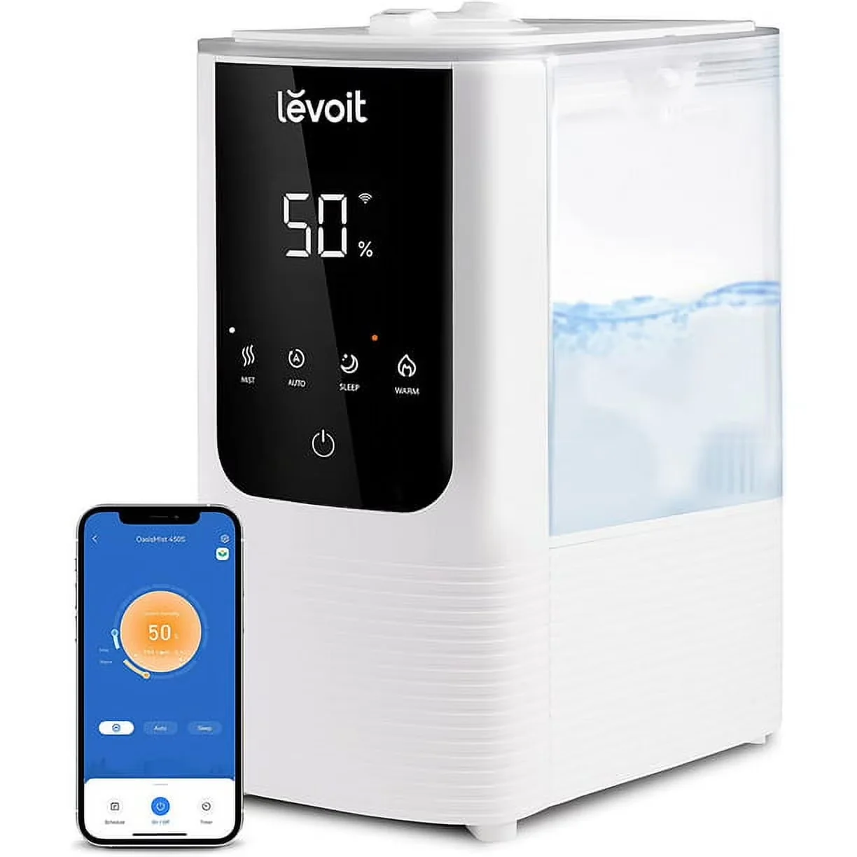 Versatile Humidifier with Oil Diffuser, APP & voice control., Smart Cool and Warm Mist - White Model DFE282