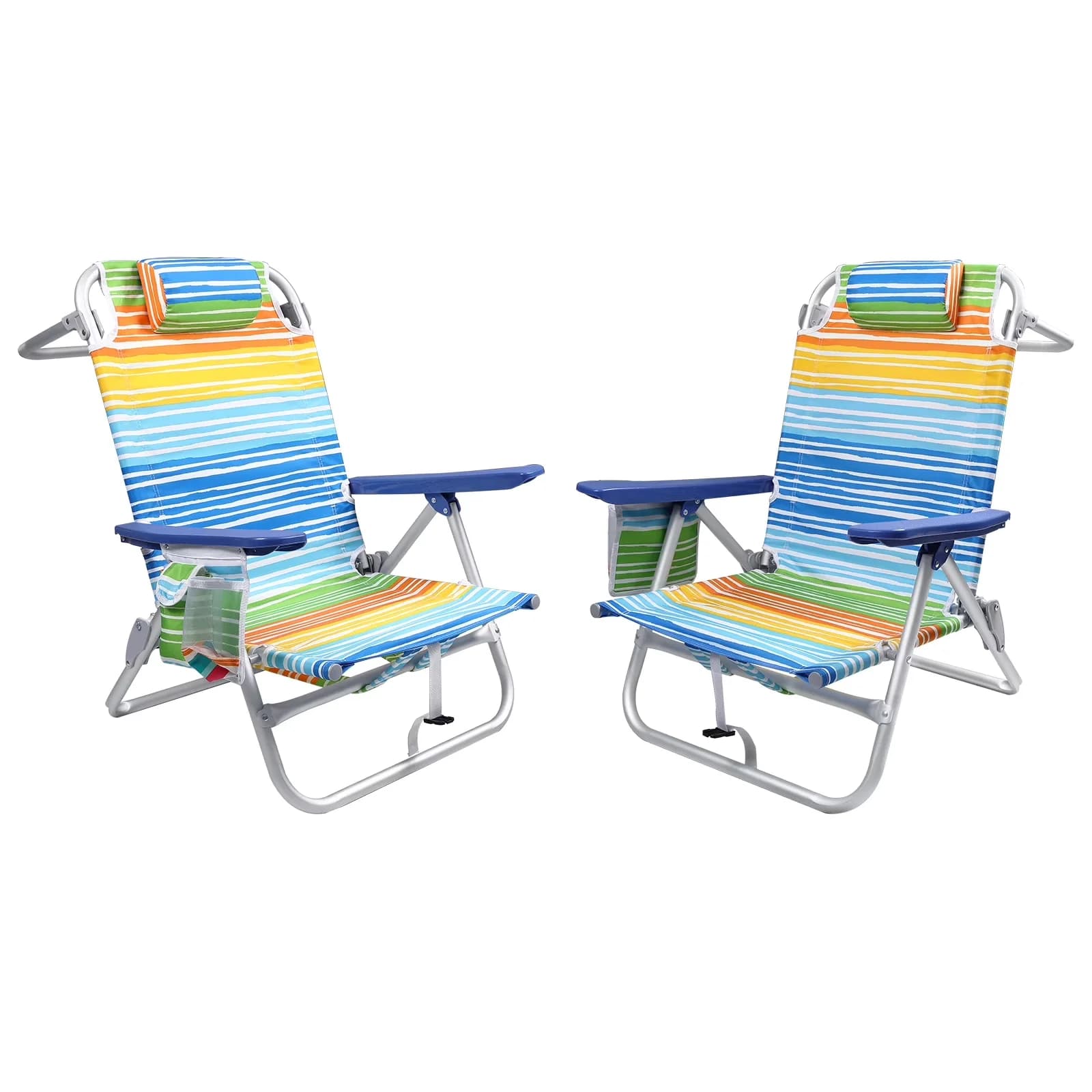 Premium Beach Chair with Adjustable, Folding, Cup Holder and Storage Bag -Set of 2 - Model 1E93DF