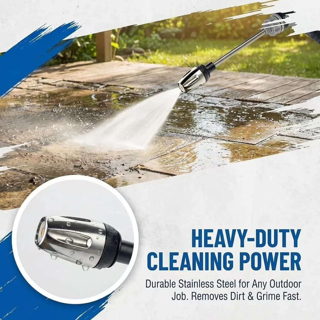 Professional Pressure Washer with Quick Connect Tips, Adjustable Wand, Stainless Steel Universal Hose Fit - Model 16F432