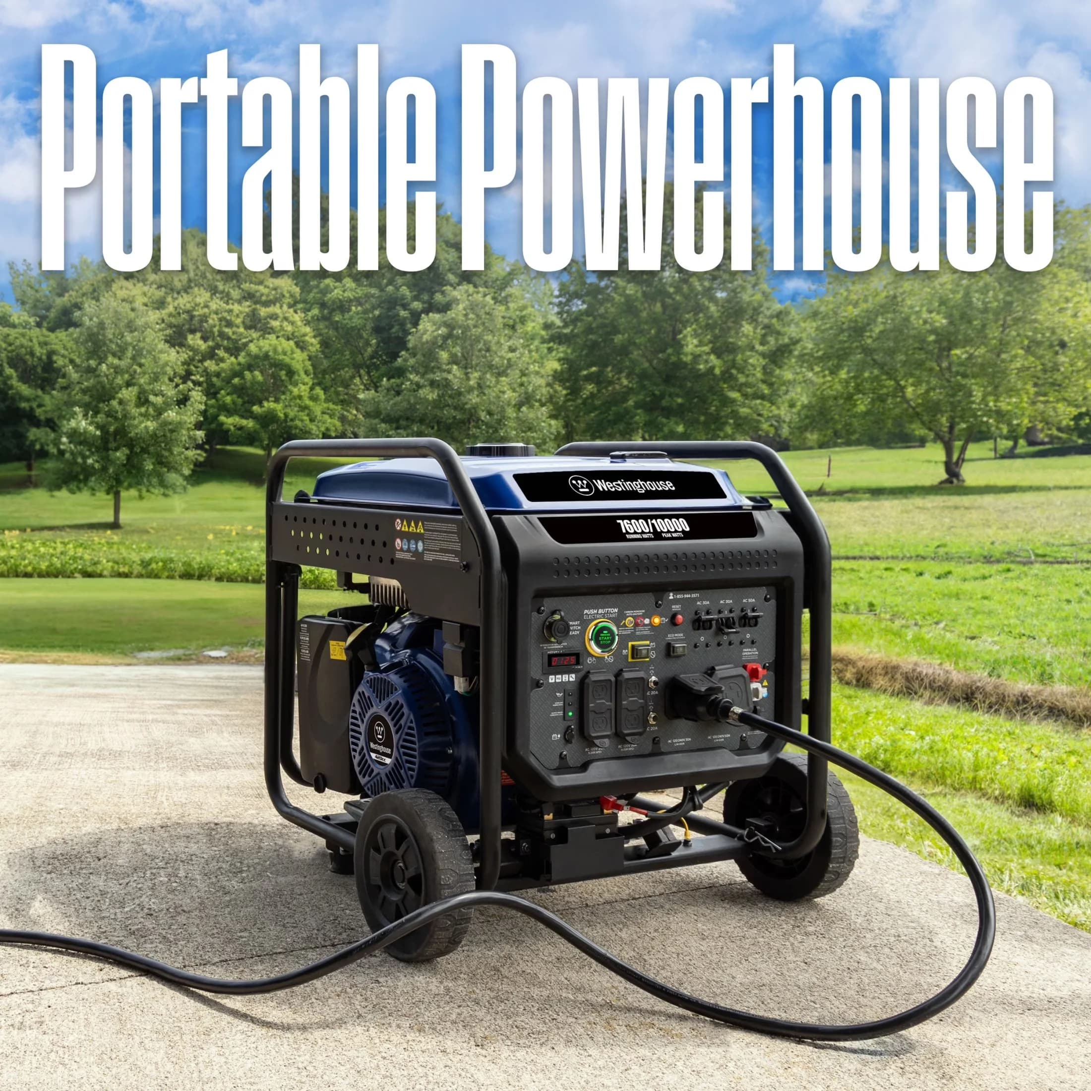 Durable Generator with 10,000 peak watts, 7,600 running watts, CO Sensor, 10000 Peak Watt Portable Inverter - Model 604314