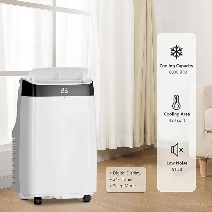 Stylish Air Conditioner with LED, 10000 BTU, 10000 BTU Portable for Rooms - Model 913DD1