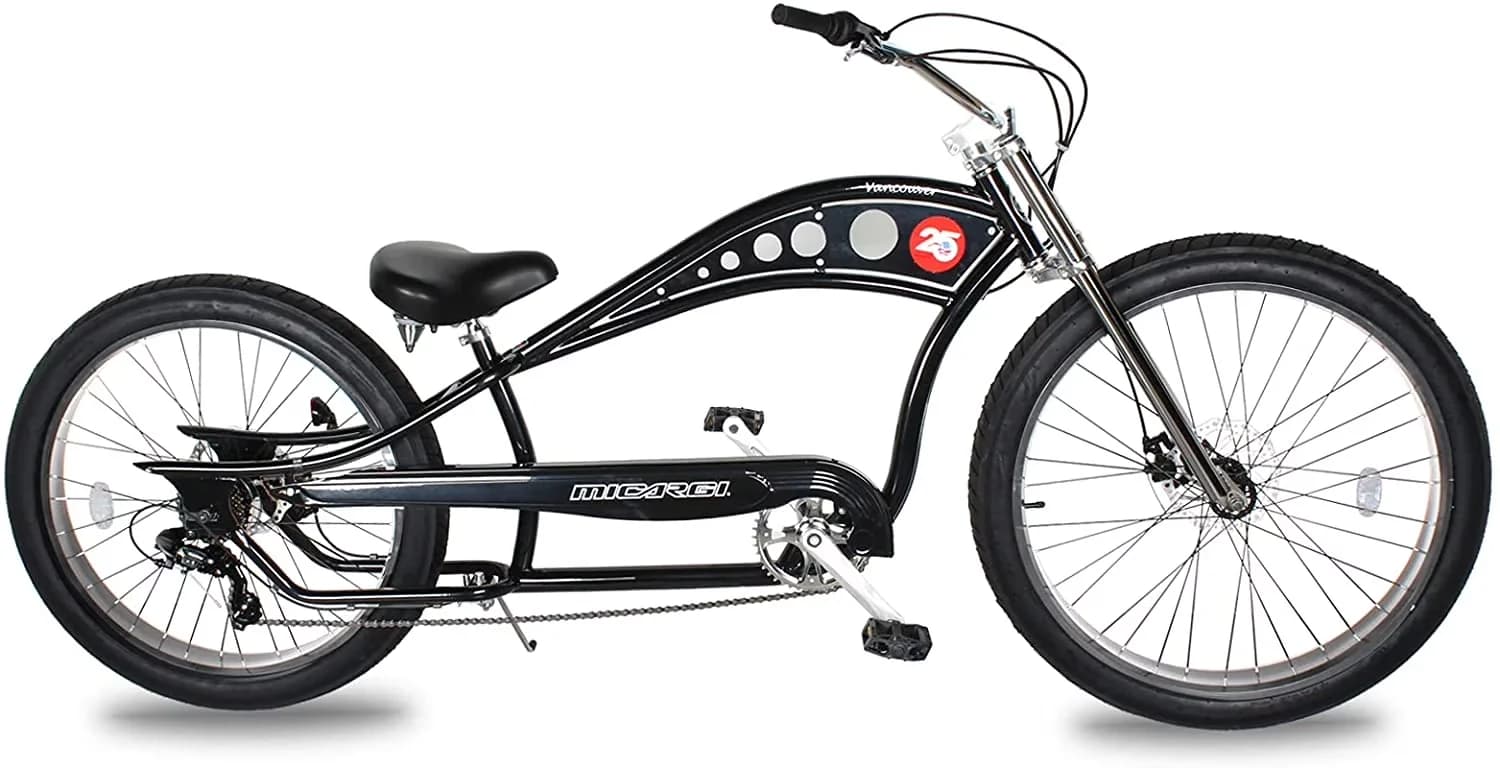 Versatile Cruiser Bike with Adjustable Seat Height, Disc Brake (F&R) Moon-Type Handlebar - Black Model 1F20E1