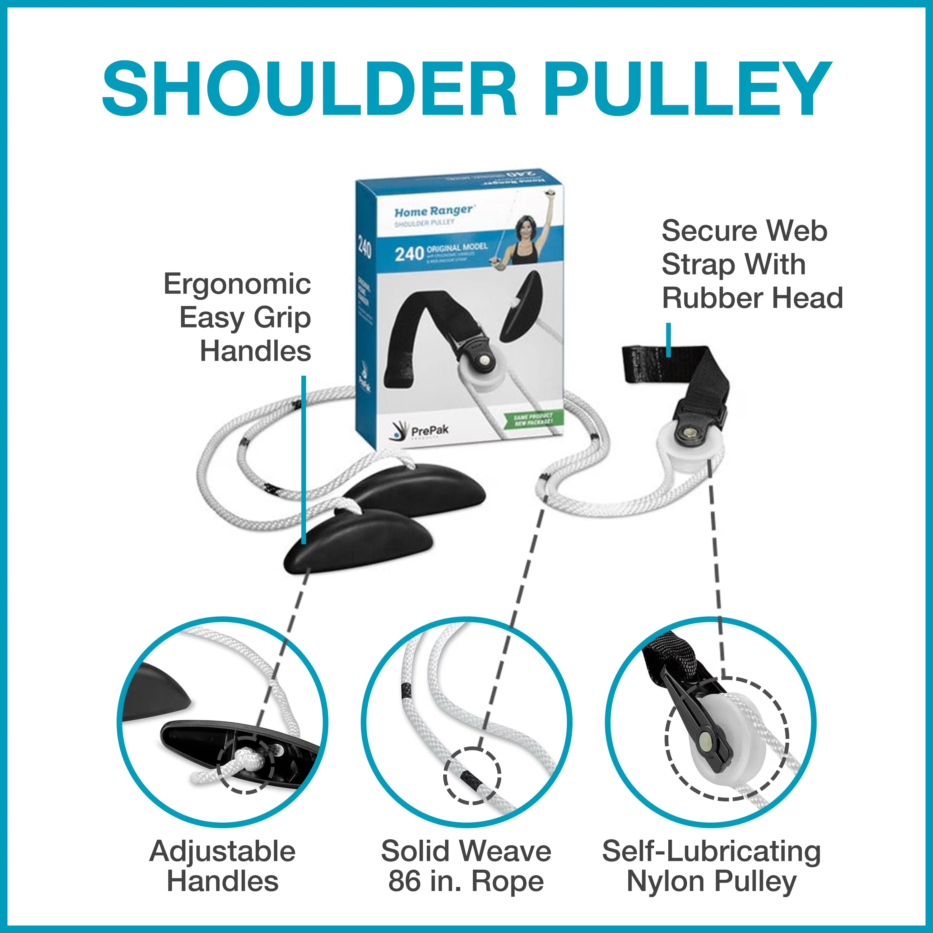 Quality Home Gym Accessory with Anti-Slip, Ergonomic Handles and Web Strap, Model 240 - Latex-Free Multicolor Model 0D1B93