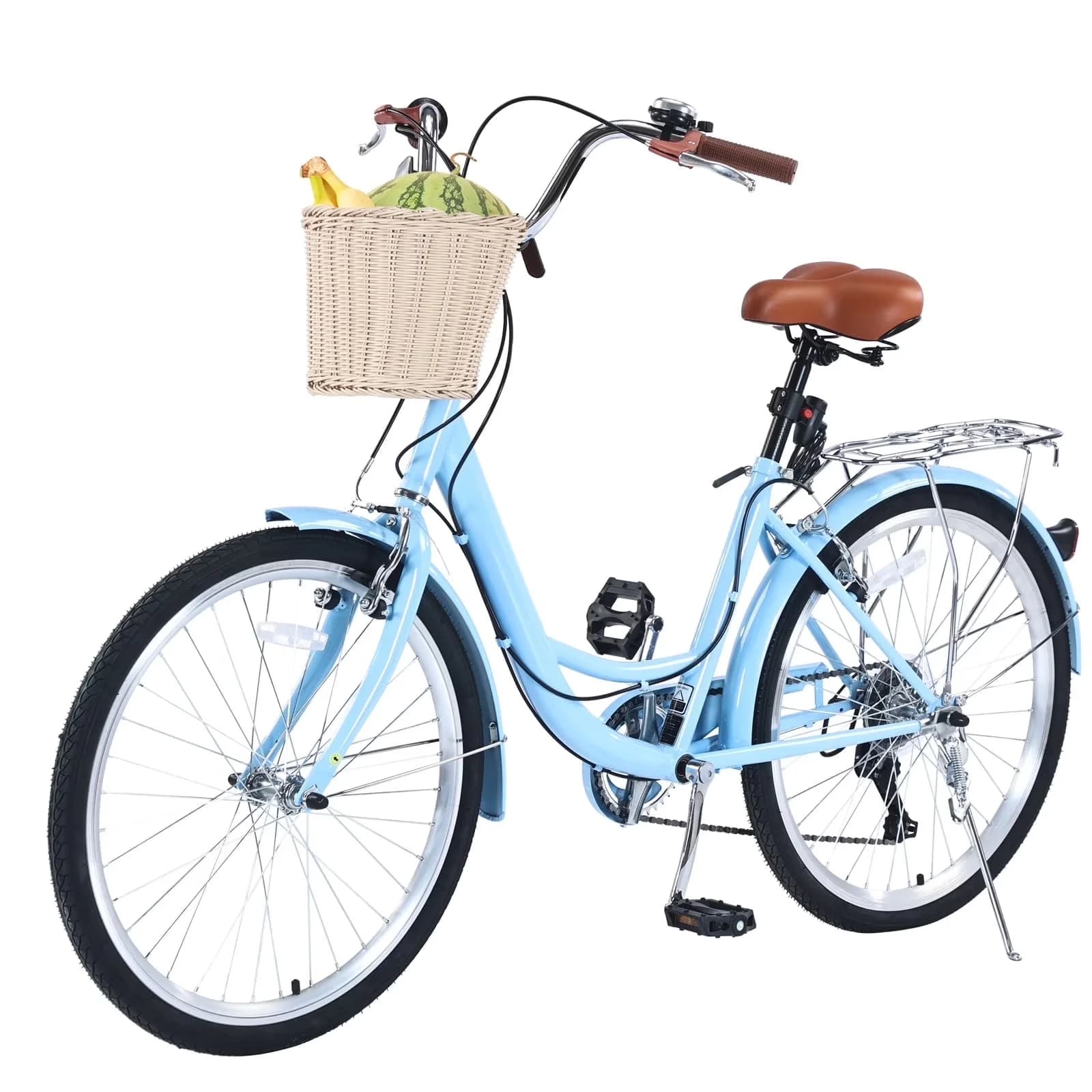 Durable Cruiser Bike with Adjustable Seat, Adjustable Speed, 24 Inch Beach - Blue Model F78046