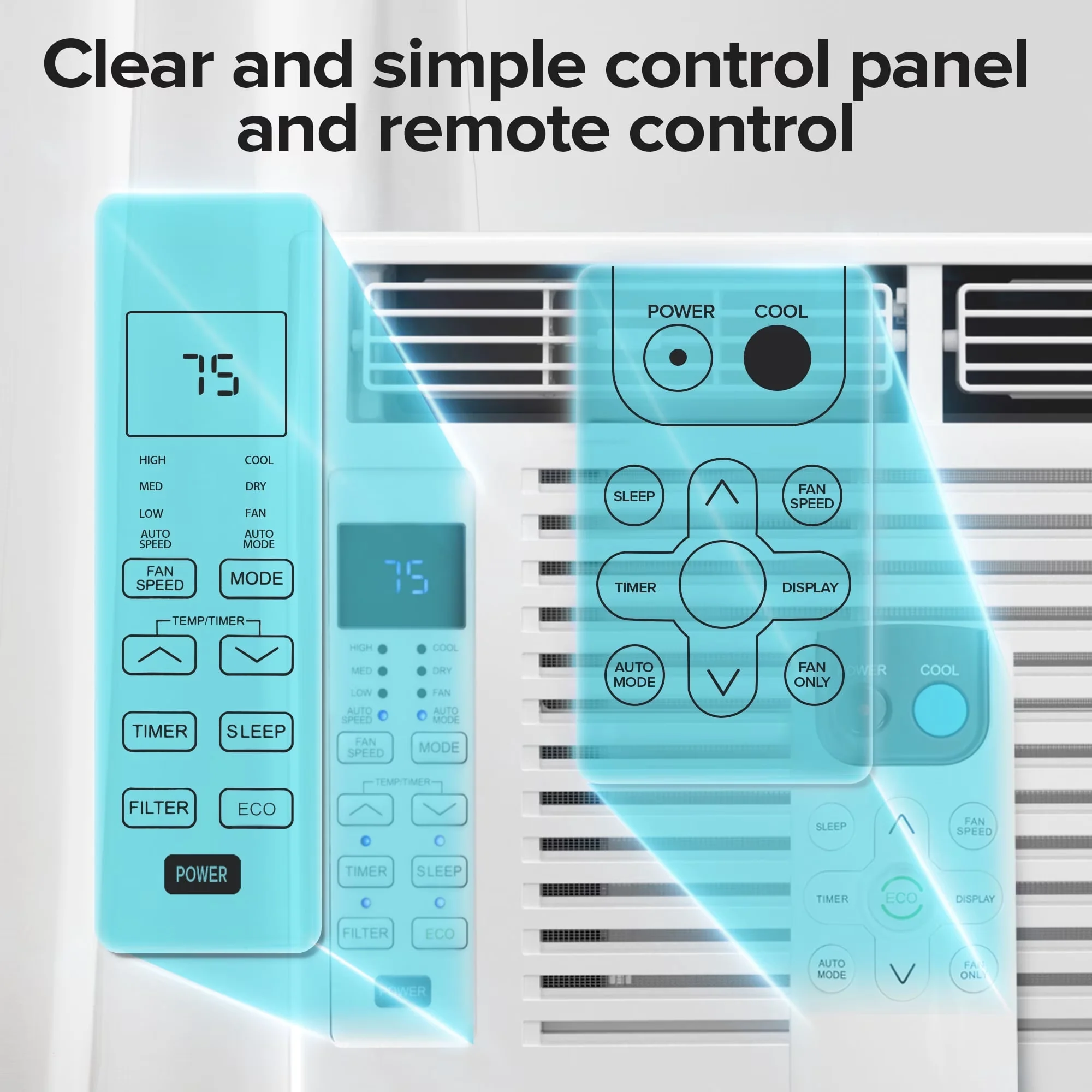 Air Conditioner Sleek with 6000 BTU, Remote Controlled, Timer - 6 In - Traditional Style Model E7B14D