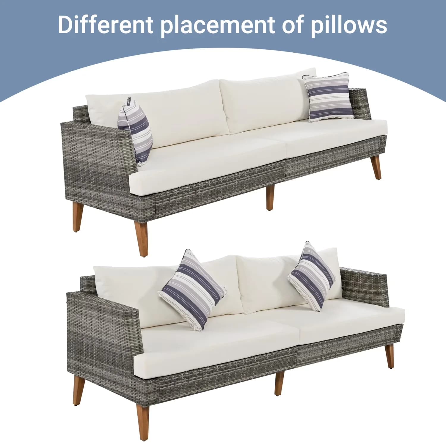 Outdoor Sofas Sectional Innovative with Waterproof, Modern, PE Wicker Sofa Conversation Set - Beige Pe Wicker; Steel Frame; Glass;... Model 9F492E