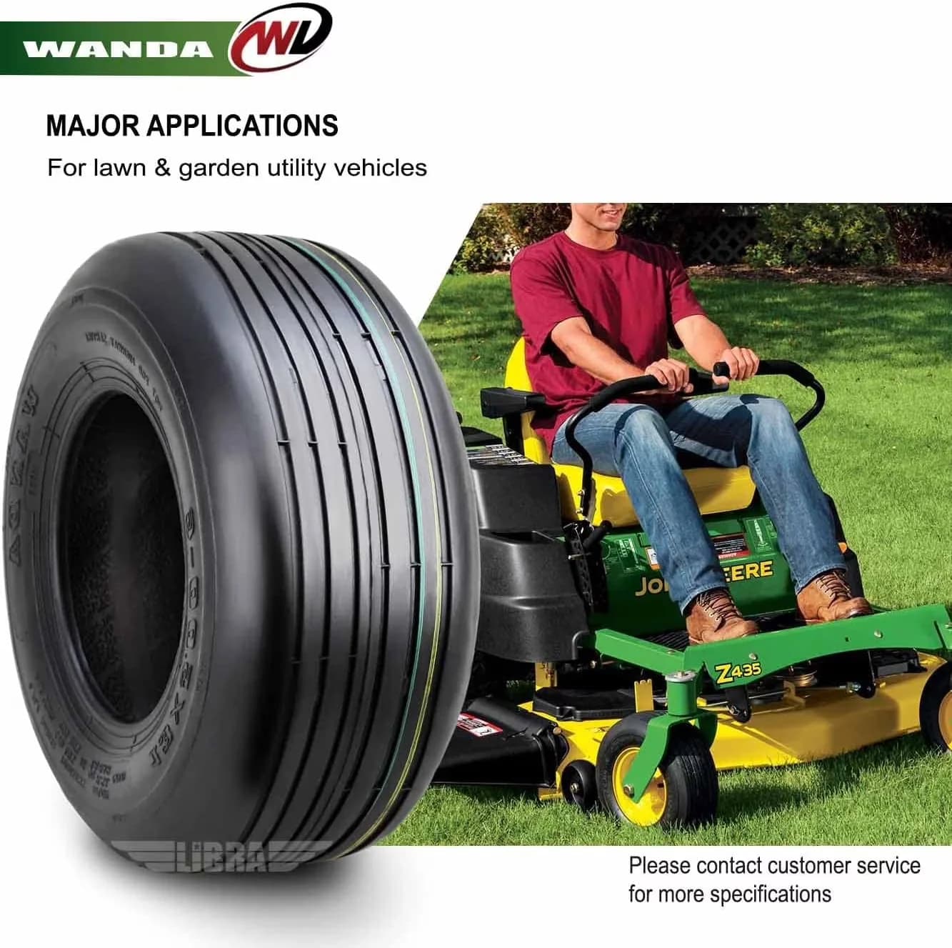 Versatile Lawn Mower Tire with Heavy-Duty, Tread Pattern: P508, Tire Size: 13x6.5-6 - Model 4E24E9