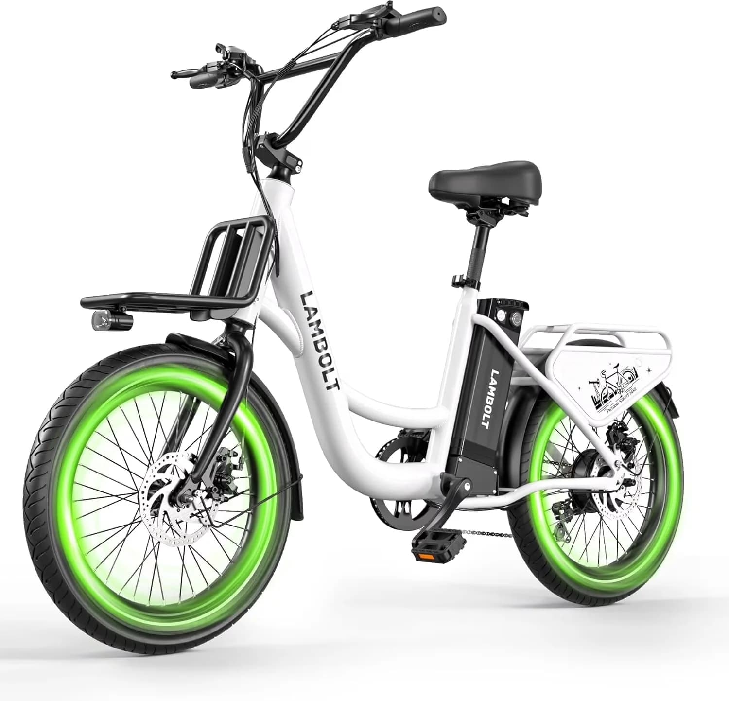 Electric Bike Stylish with Battery, 1000W, Adjustable Seat Height - White Model D7820C
