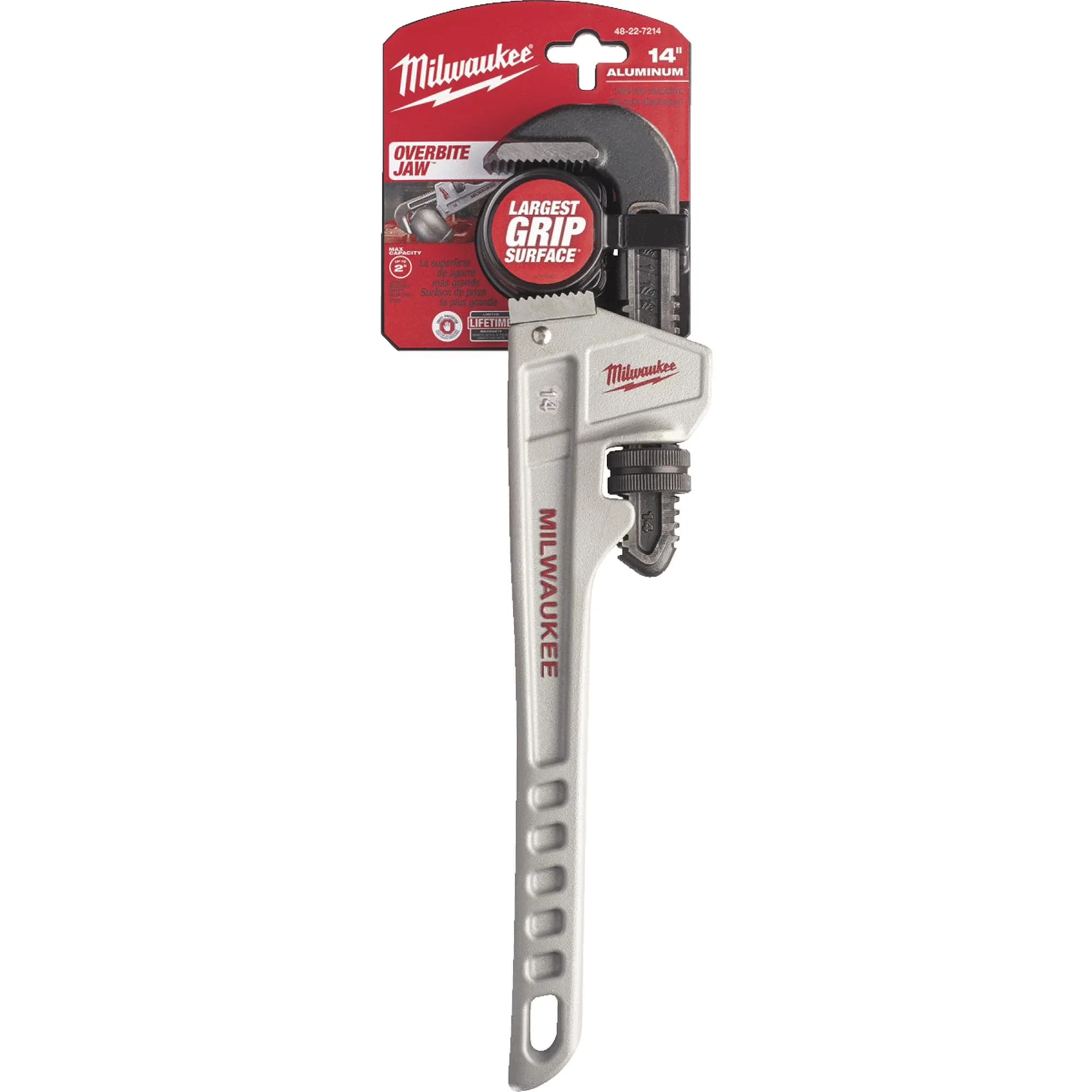 Compact Hand Tool with Ergonomic Handle, 14” Aluminum Pipe Wrench - Black Model 39C0C6
