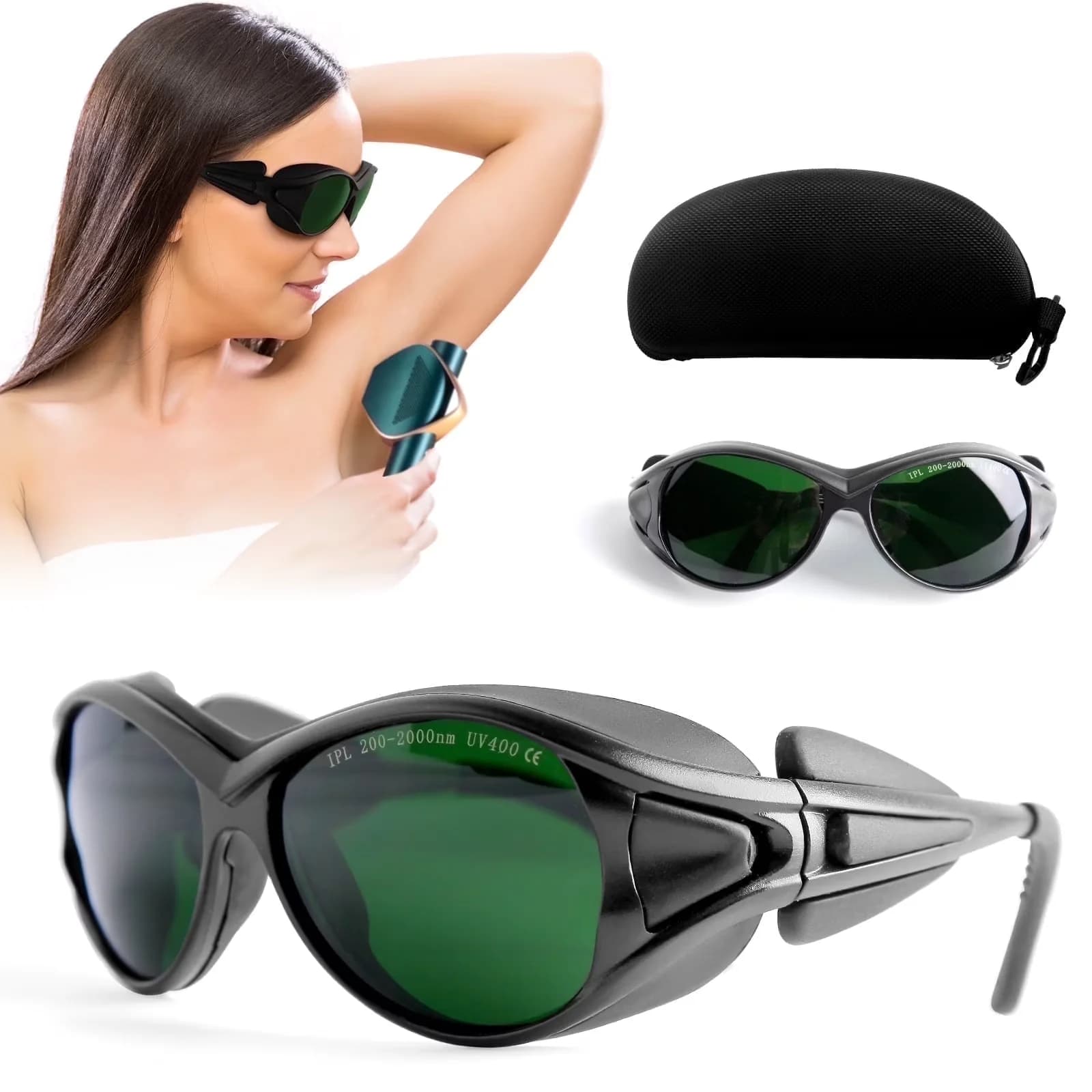 Protective Equipment Premium with Laser Safety Glasses, Laser Hair Removal Glasses - Green Model 3737A4