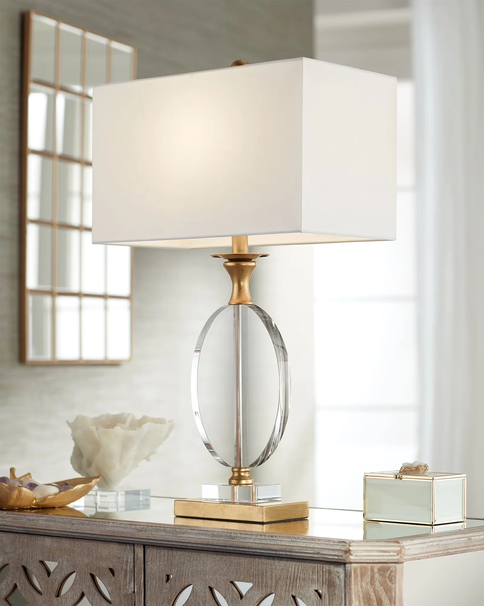Lamp Classic with Incandescent, Standard Lamps, Modern - Gold Crystal Valerie Model F4B5EA