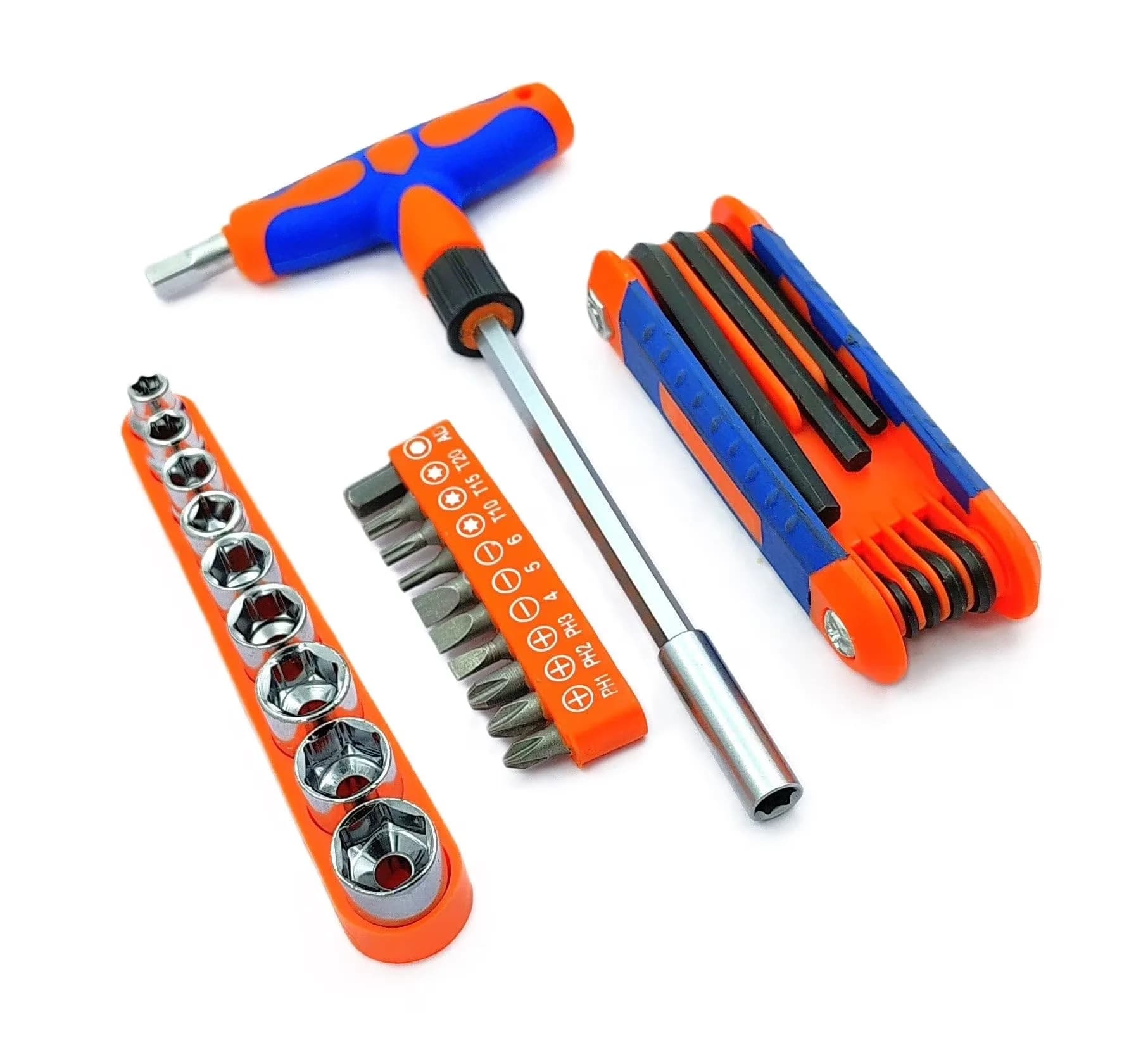 Professional Hand Tool Set with Precision, T-Shaped, 10 Pcs x Screw driver heads - Orange Model ED6295