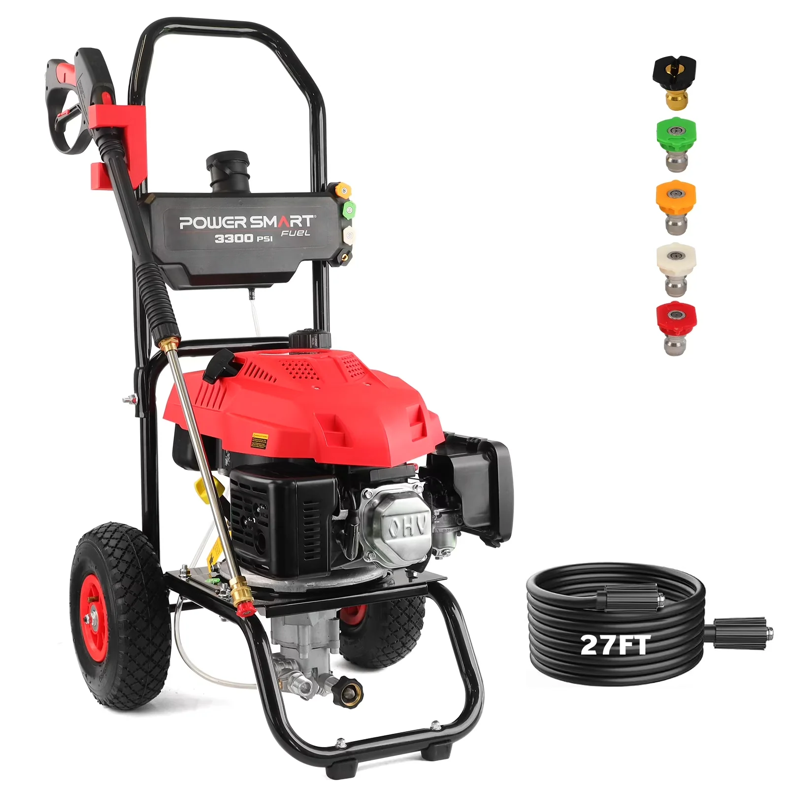 Modern Pressure Washer with Adjustable Wand, 2.5GPM, Gas - 3300PSI - Contemporary Style Model 02E880