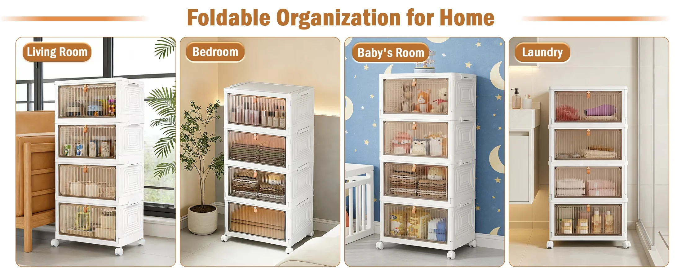 Durable Garage Storage Supply with Stackable, Wheeled, Lid - Pp + Plastic White Model D0C4B6