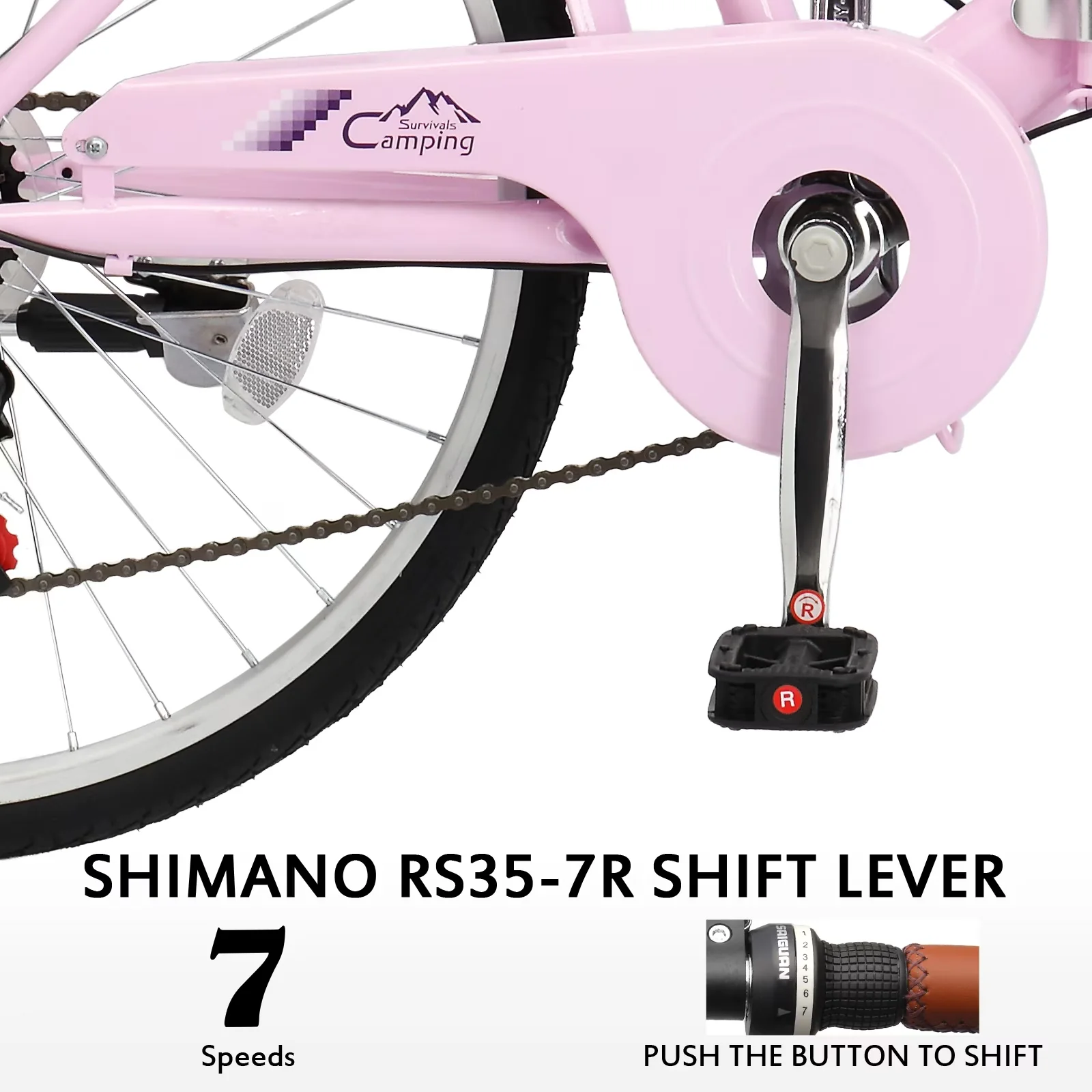 Innovative Cruiser Bike with Adjustable Speed, Adjustable Height, Adjustable Seat Height - Pink Model F25D90