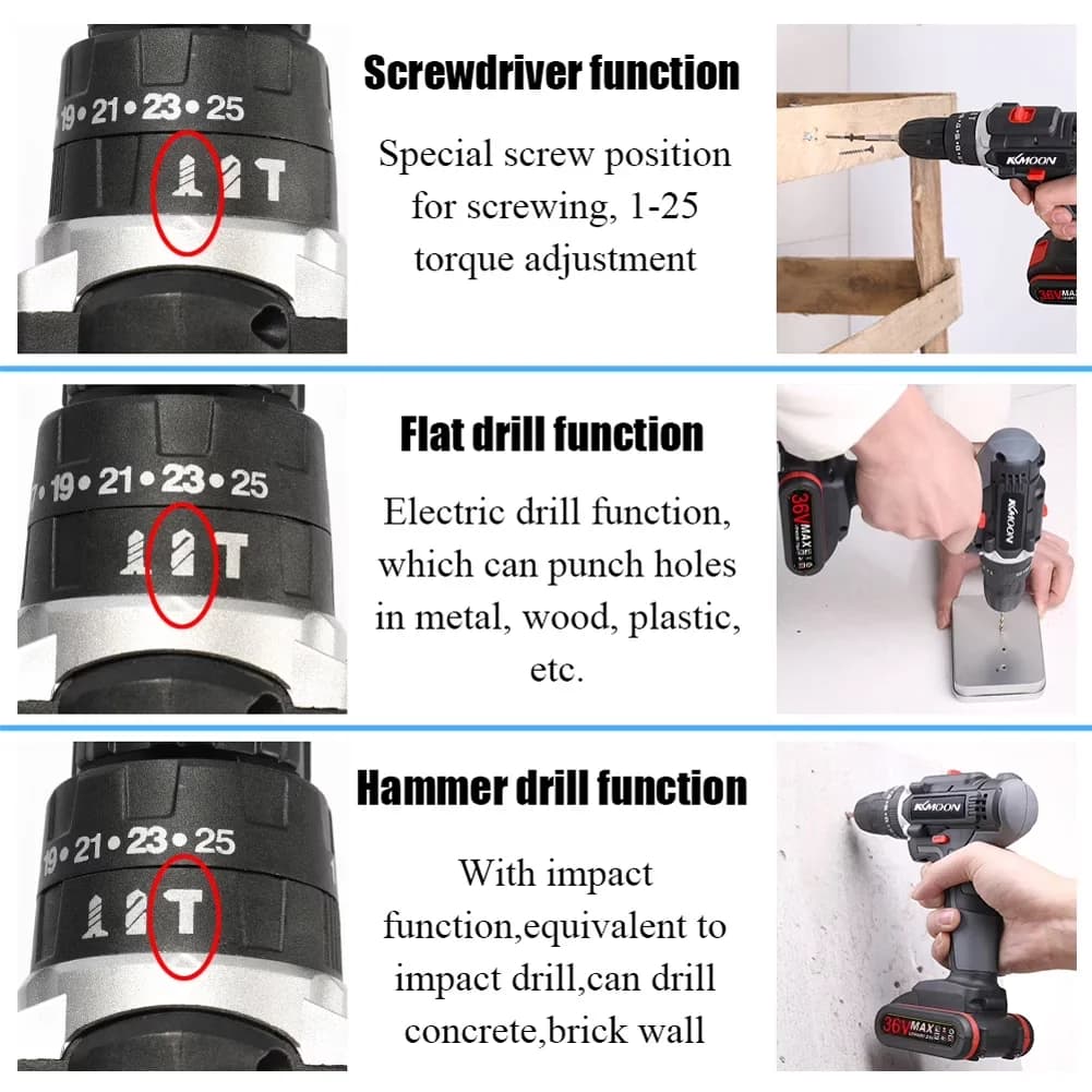 Versatile Drills Driver with Battery, 21V, Variable Speed for Home and Office - Model F269D3