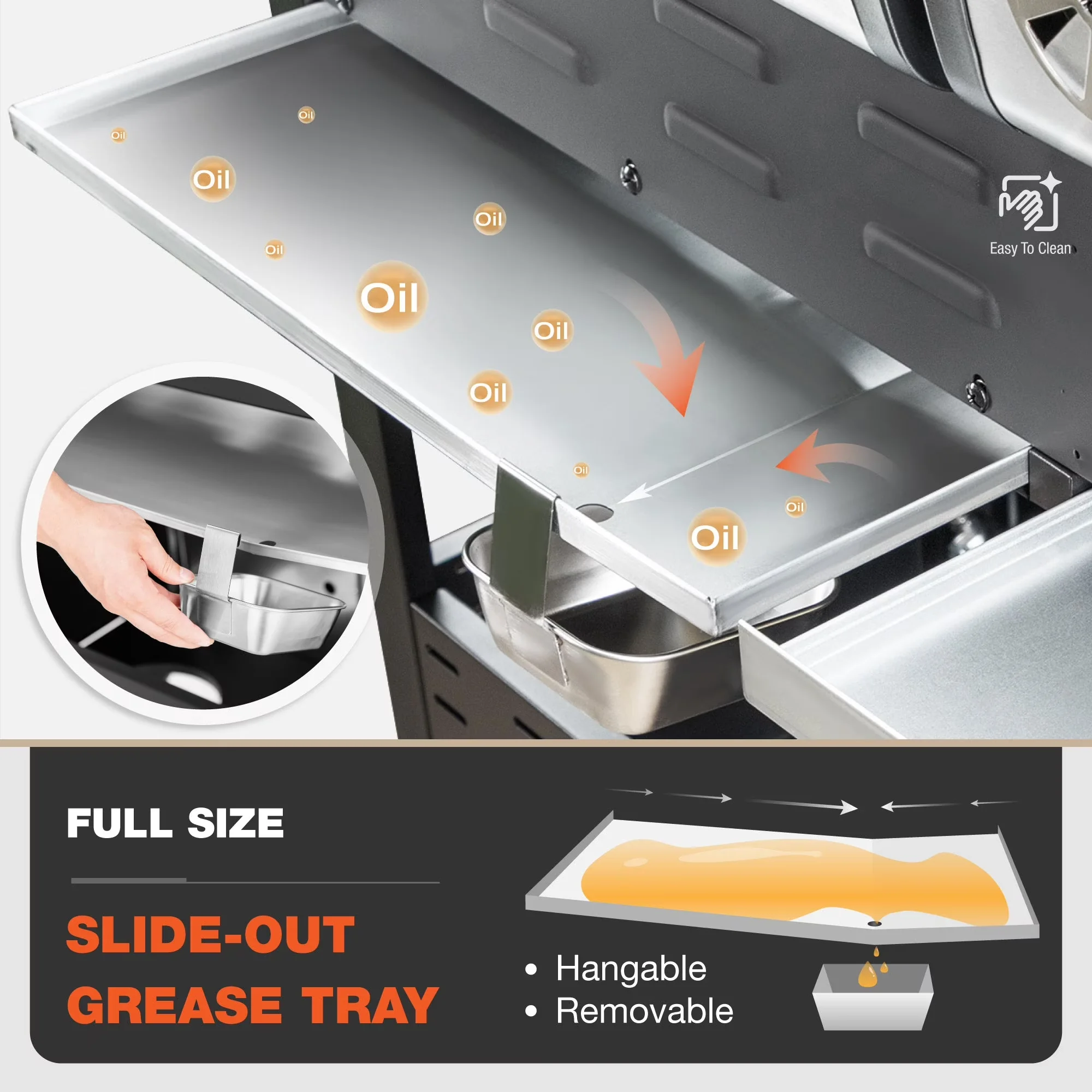 Essential Combo Grill with Grease Pan, Storage Rack - Porcelain-Enameled Iron Model DBE2B2