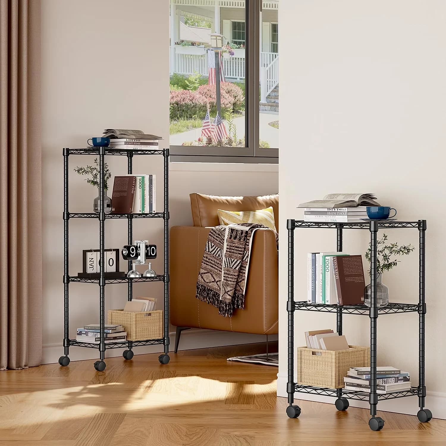Garage Storage Supply Stylish with Adjustable, Modern, 3-Tier Wire Shelving Unit - Wire Black Model F8E363