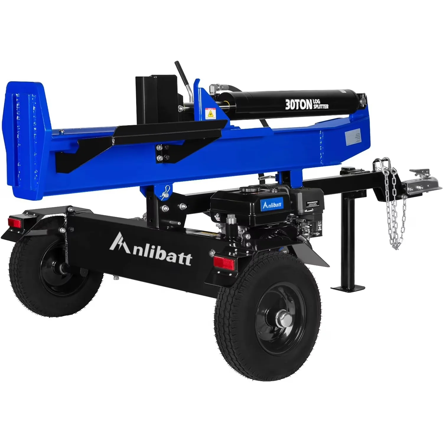 Quality Logsplitter with Wheeled, 30-Ton Gas Log Splitter, Auto Return Hydraulic System - Blue Model CDEB29