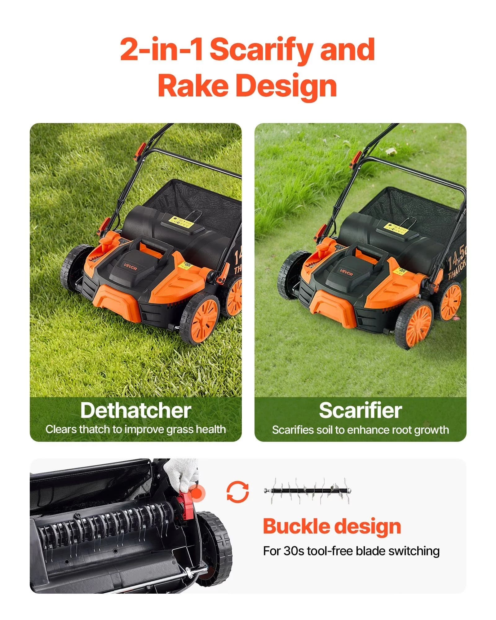 Push Mower Versatile with 5 Adjustable Depths Comes, 14.5-Gallon Large Collection Bag - Model 98899B