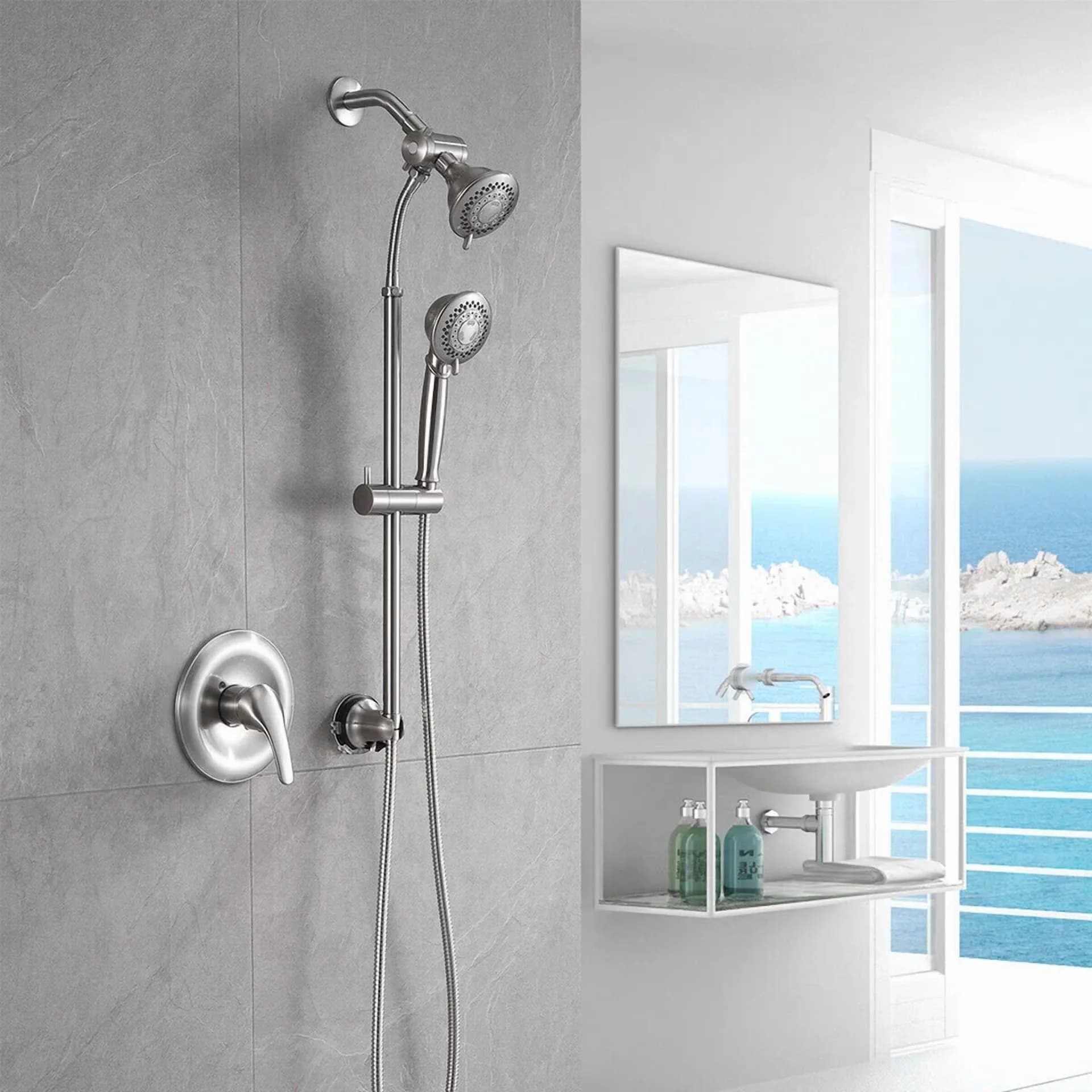 Modern Shower Head with Flexible, Useful for both indoor and outdoor use. - Stainless Steel Silver Model DFCE7A