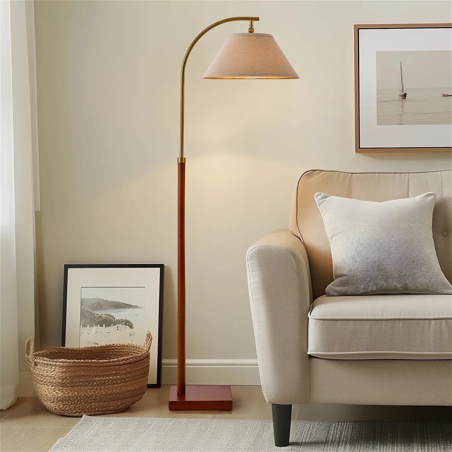 Versatile Lamp with LED, Eco Friendly - Brown, Gold Mdf for Living Room, Bedroom Model 71DD26