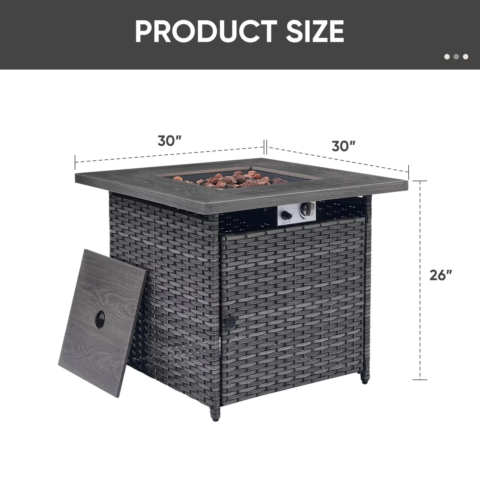 Outdoor Heating Classic with 50000 BTU, Rust Resistant, Lava Rocks - Gray Steel Model 0E67BA