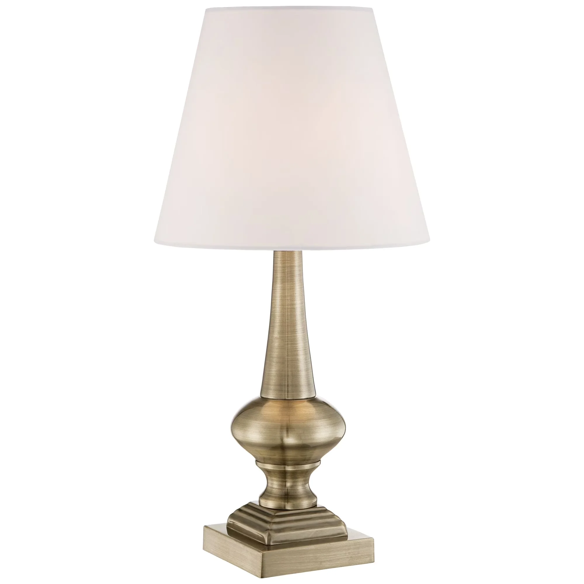 Lamp Professional with Halogen, Traditional, White bell lamp shade. 6-foot long cord. - Metal Gold for Bedroom, Office Model D43C19