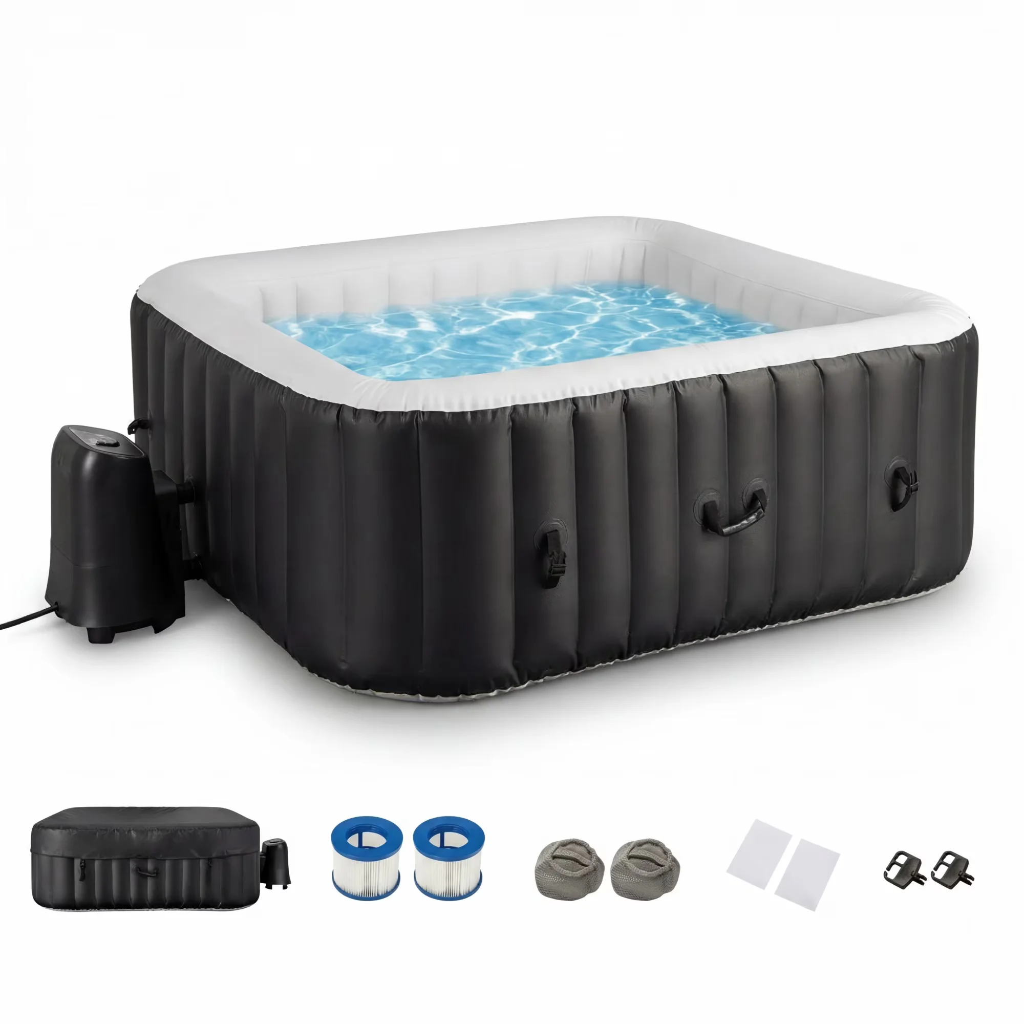 Reliable Hot Tub with 71" Portable Spa, 130 Air Jets, Inflatable - Black + White Model C00C97