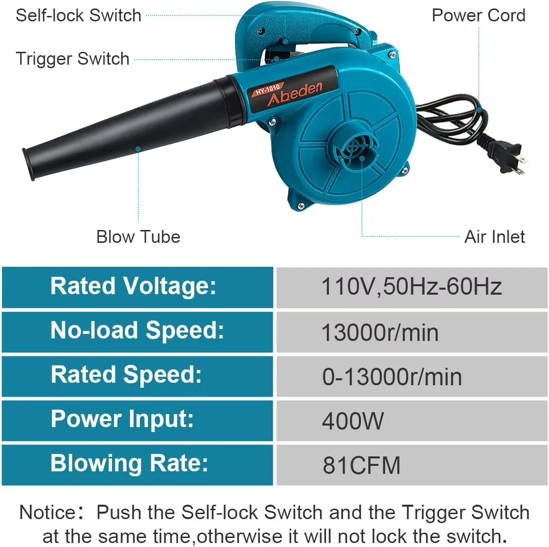 Sleek Leaf Blower with 400W, 110V, 110V 400W Portable - Traditional Style Model 5C0761