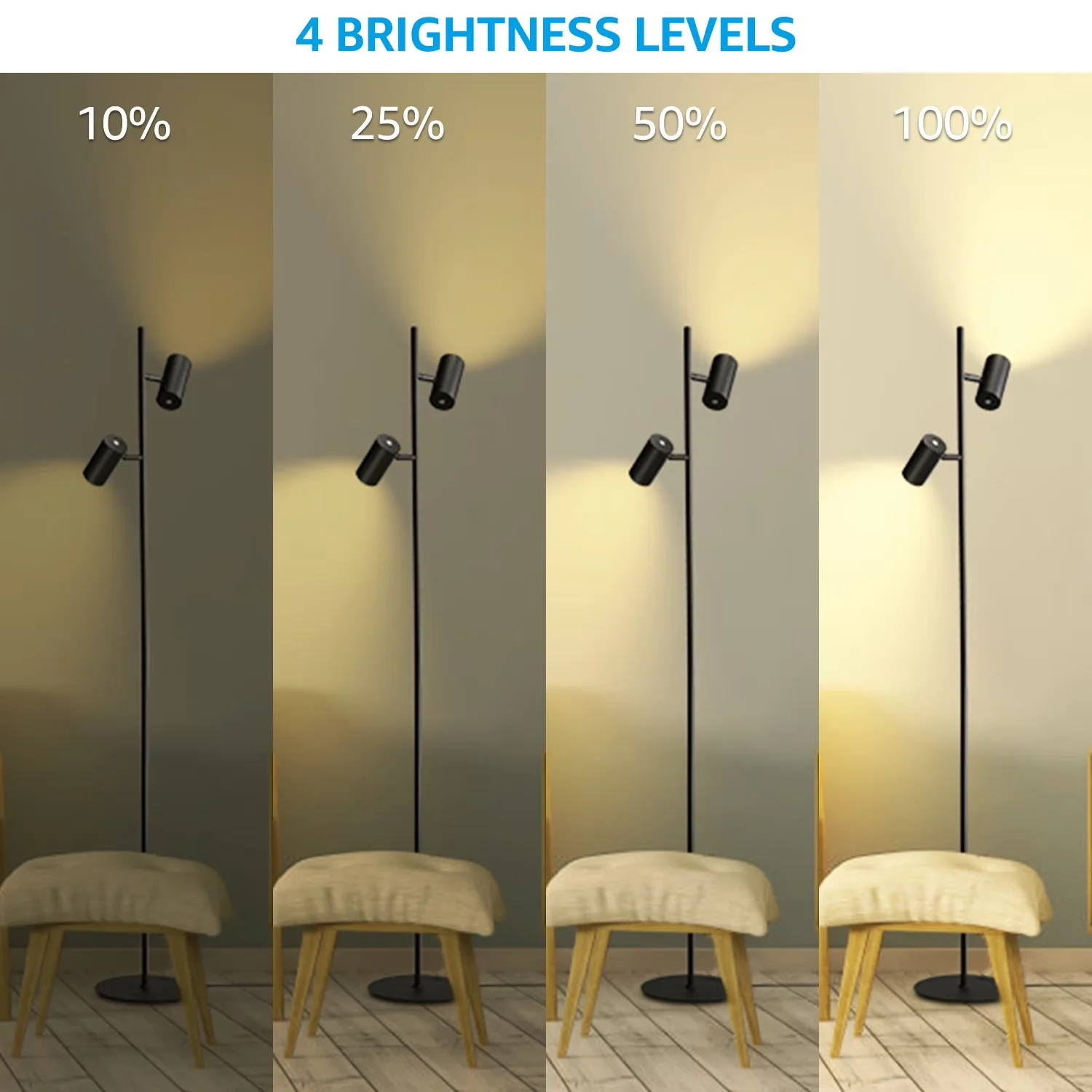 Floor Lamp Durable with LED, Modern, Novelty Lamps - Metal Black 2700K Model 6DB970
