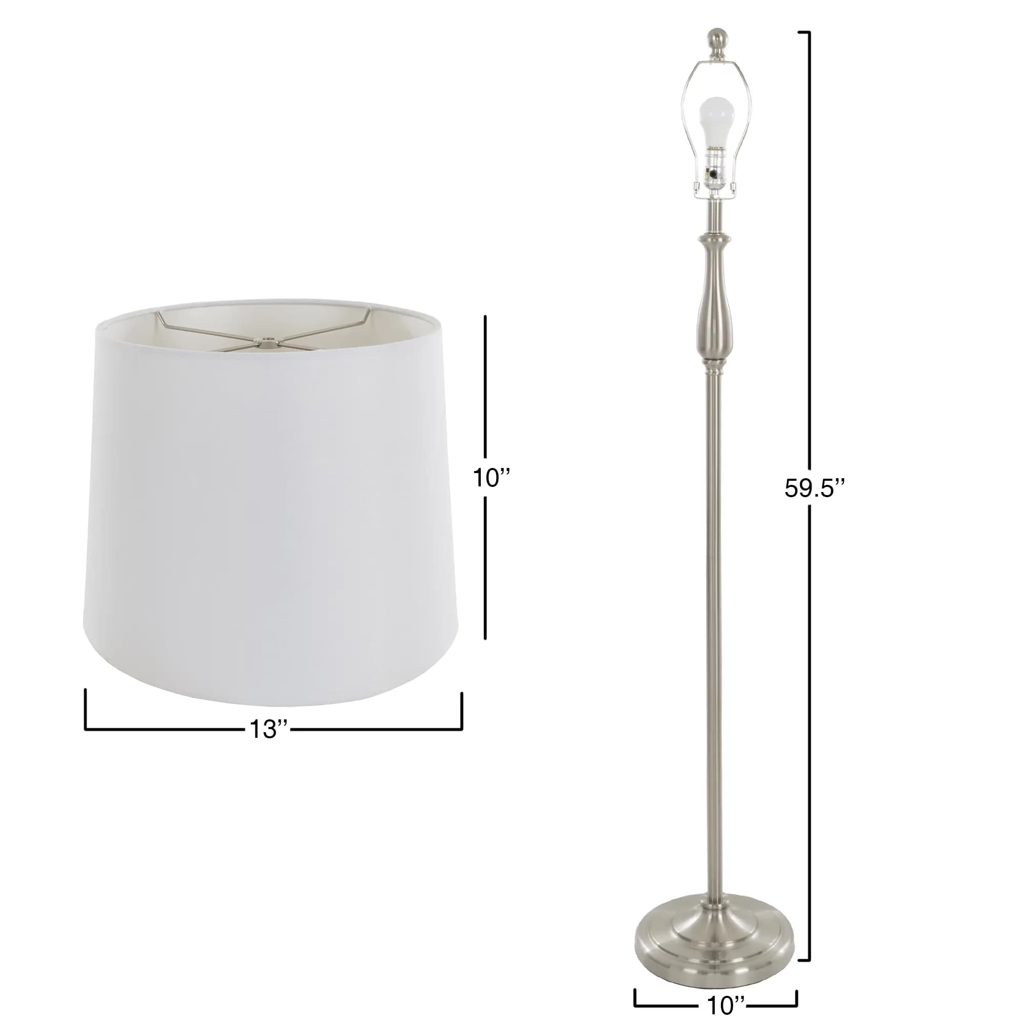 Classic Lamp Set with LED, Energy Efficient - Fabric, Steel Silver, White, Multicolor Model C7ABB8