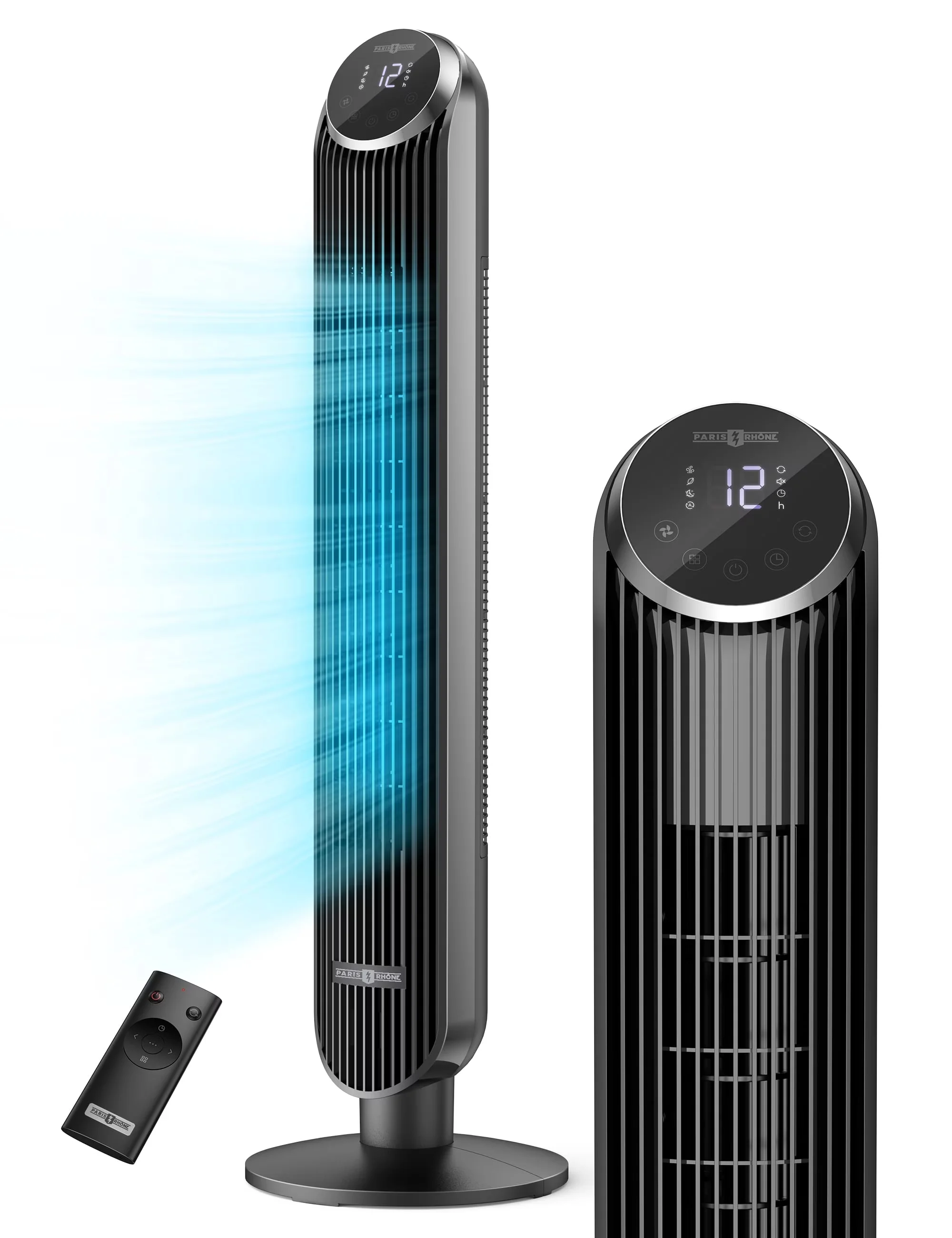 Durable Fans In Cooling with Led Display, Oscillating, Remote Controlled - Black for Bedroom, Home Model 6BD230