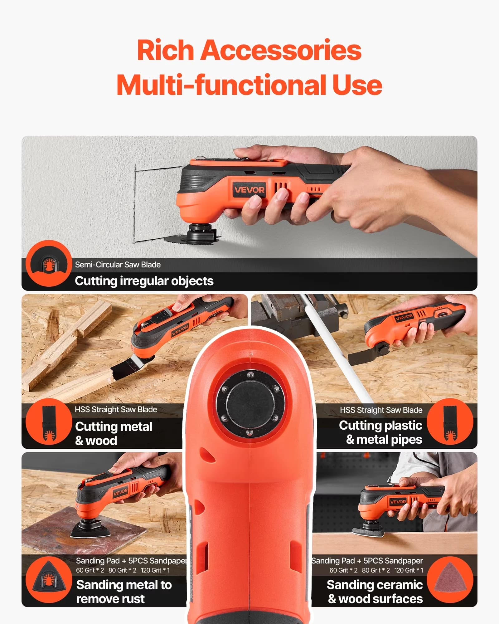 Quality Woodworking with Battery, LED, Cordless Oscillating Tool - Black Model FDFB2D