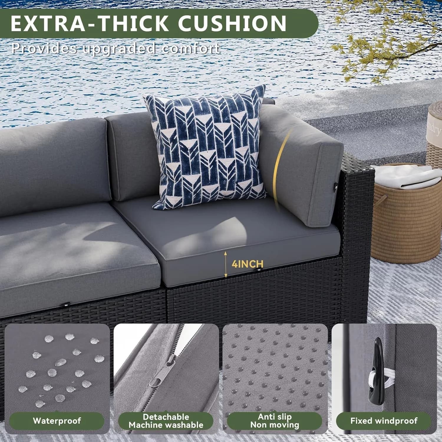 Outdoor Sofas Sectional Durable with Weatherproof, Thickened Cushion, 8 Piece Patio Furniture Set - Model CCD3DA