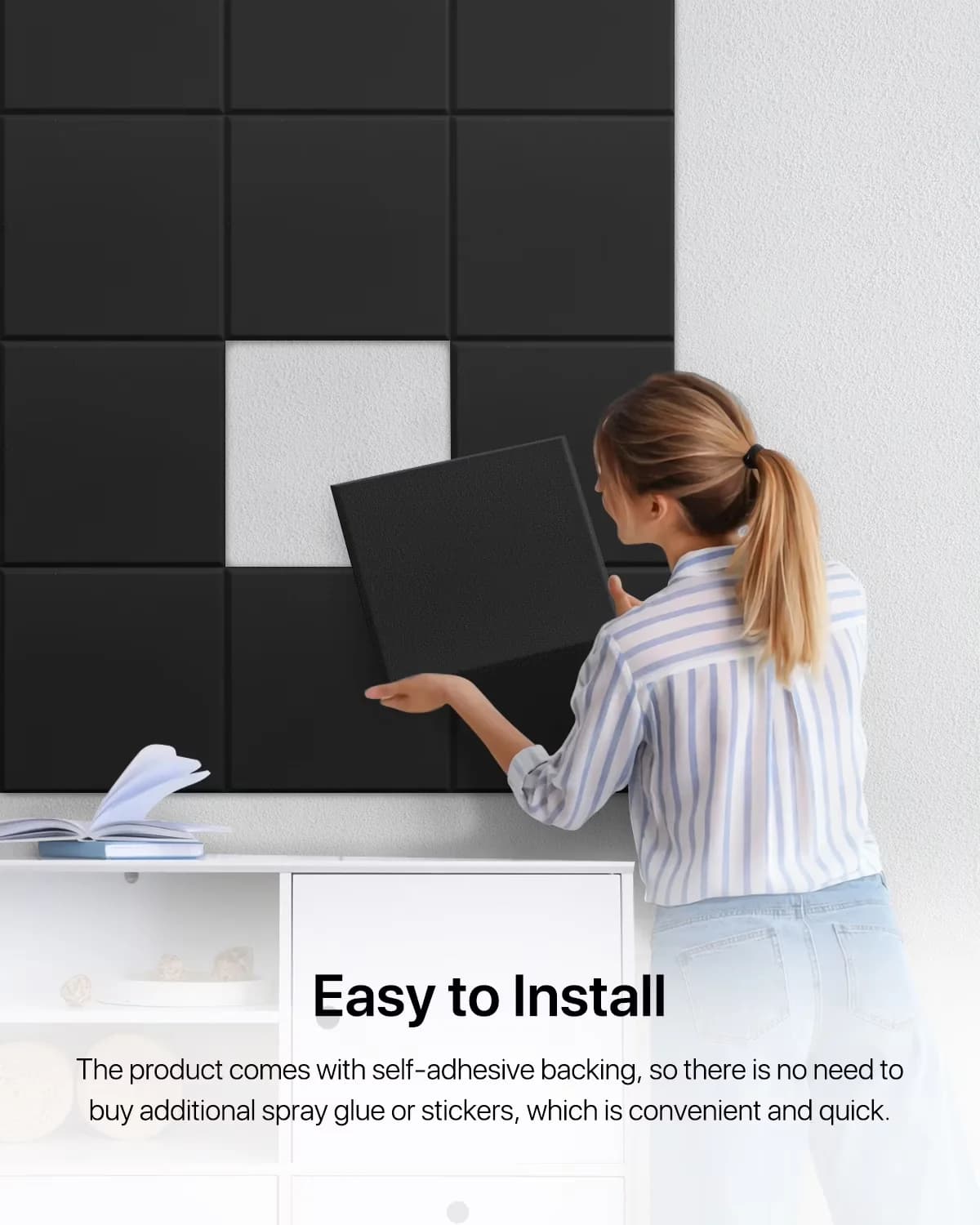 Wallpaper Wall Decals Wall Covering Efficient with Sound Dampening - Polyester Black Model 6E679C