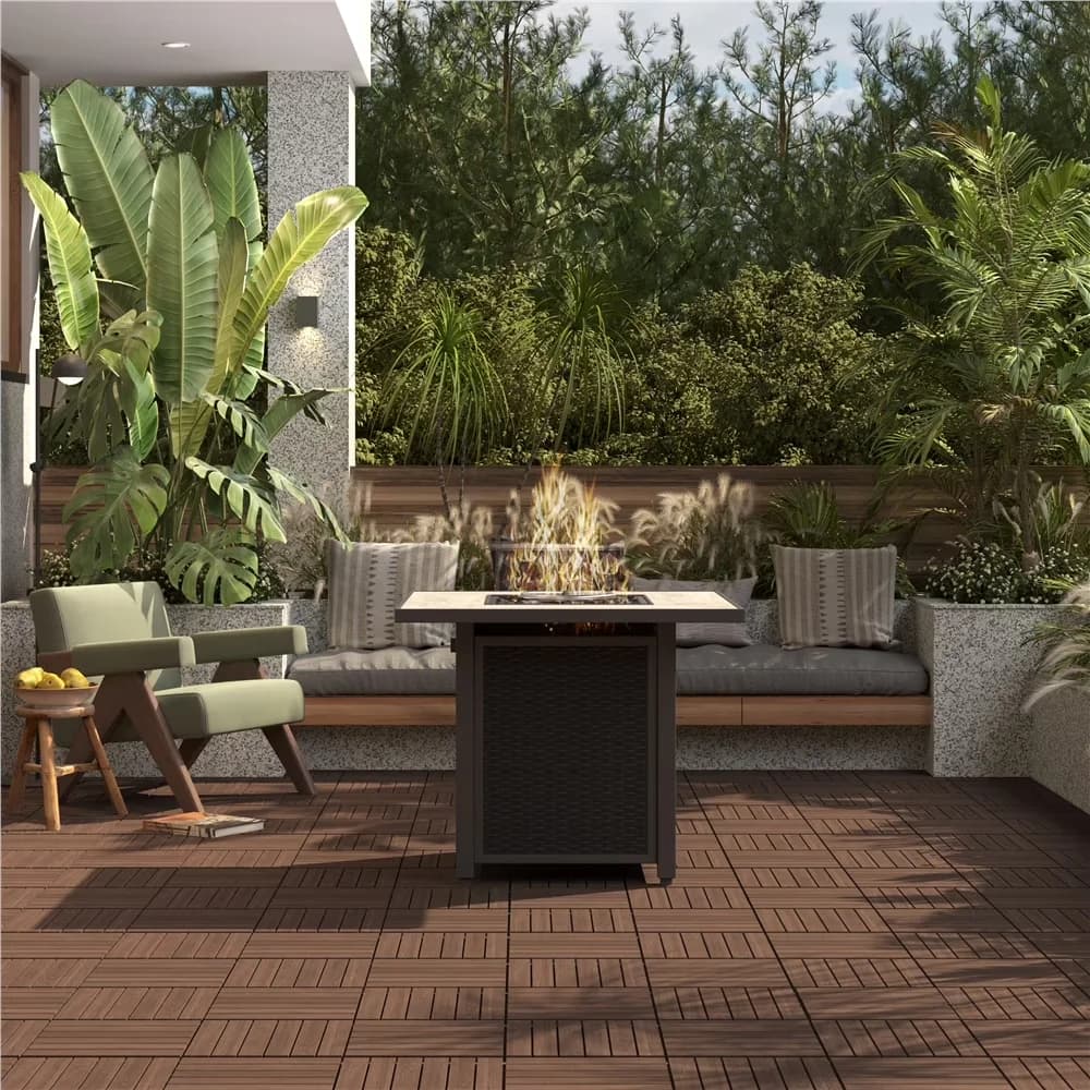 Grey Vinyl Flooring Vinyl Plank Flooring Stylish with Interlocking - Acacia Wood, Plastic for Patio, Garden Model 110460