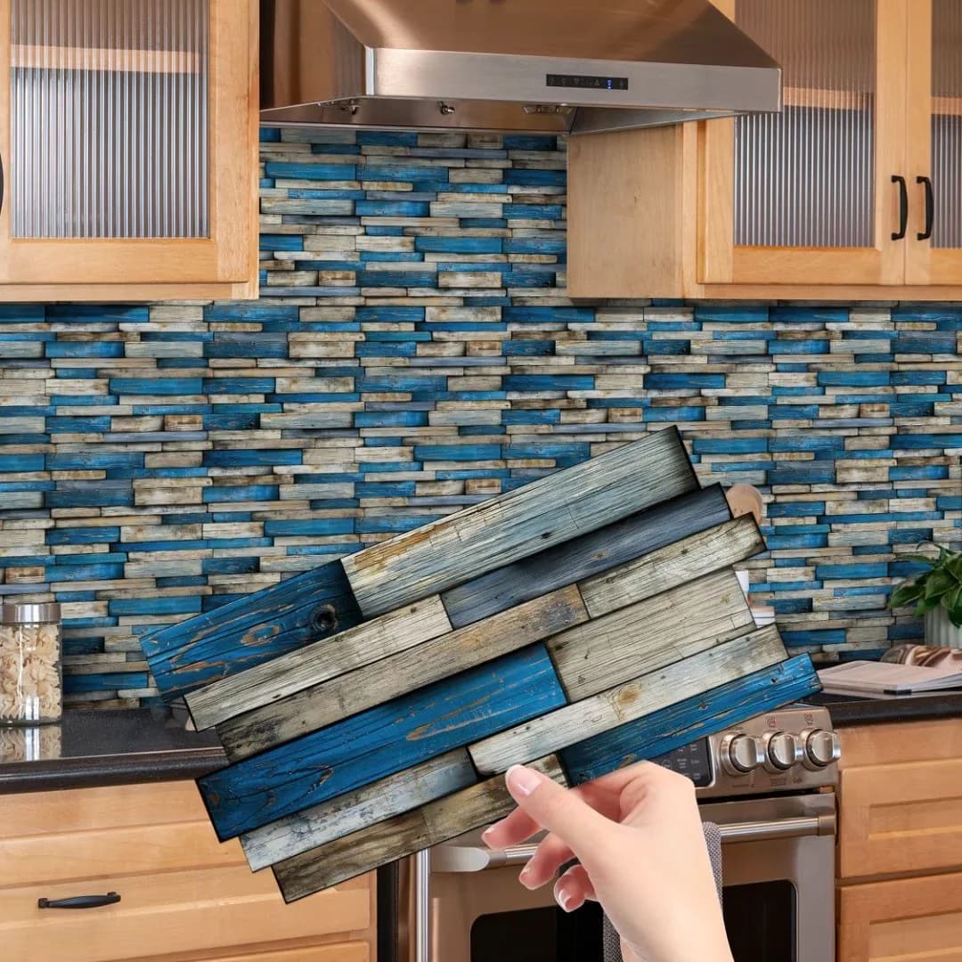 Stylish Wallpaper Wall Decals Wall Covering with Stain Resistant - Blue Gray Vinyl Model CFEEA3