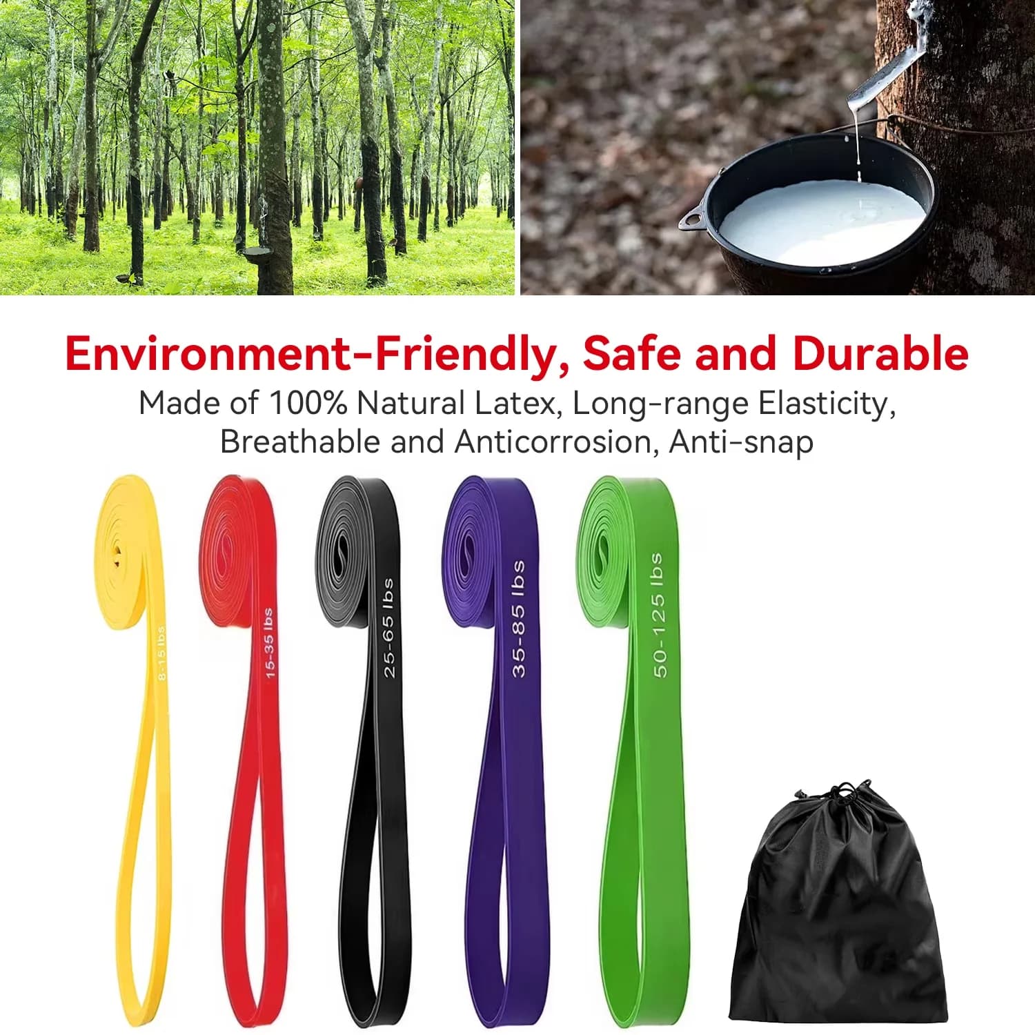 Modern Home Gym with Anti-Slip, Material:Natural Rubber, 6PCS Resistance Bands Set - Natural Rubber Multicolor for Home Model FED61A