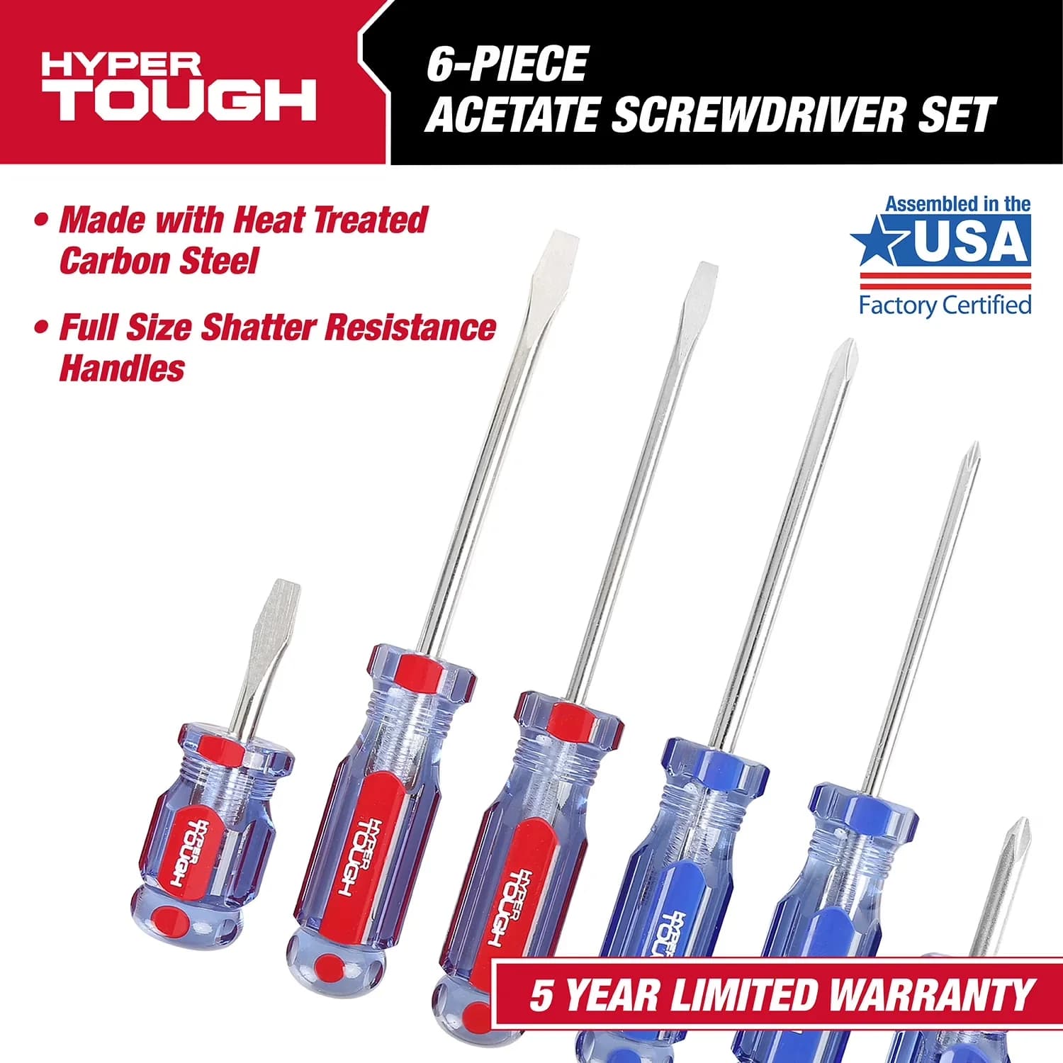 Professional Hand Tool Set with Rust Resistant, Nickel Plated Blades Resist Rust, Acetate Handle - Acetate, Steel Model 875023